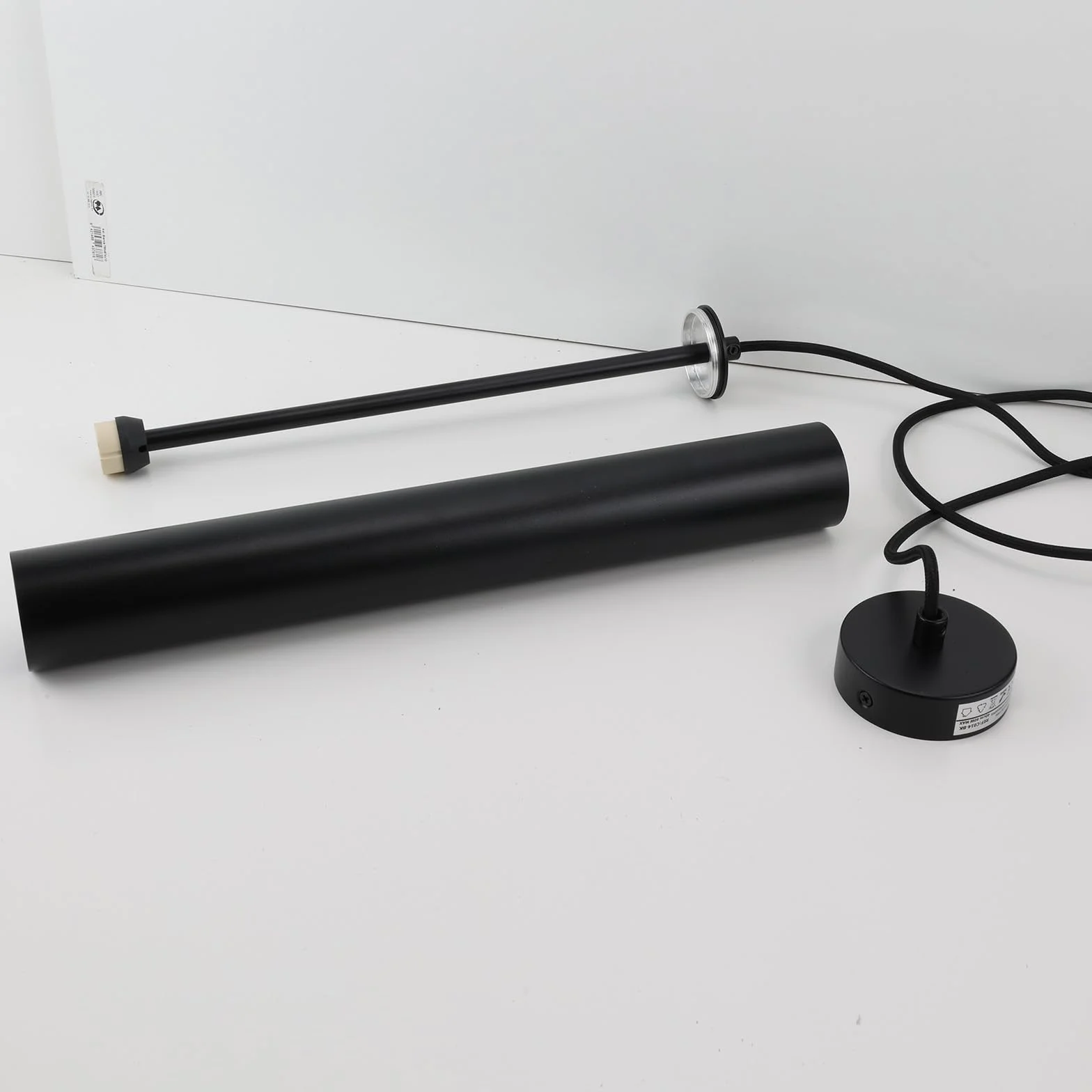 Alpinaluz Zestaw 2 czarnych lamp sufitowych, rurowych 40 cm z reflektorem GU10 - nowoczesny minimalistyczny design - anodowane aluminium - kabel tekstylny 120 cm do kuchni i jadalni