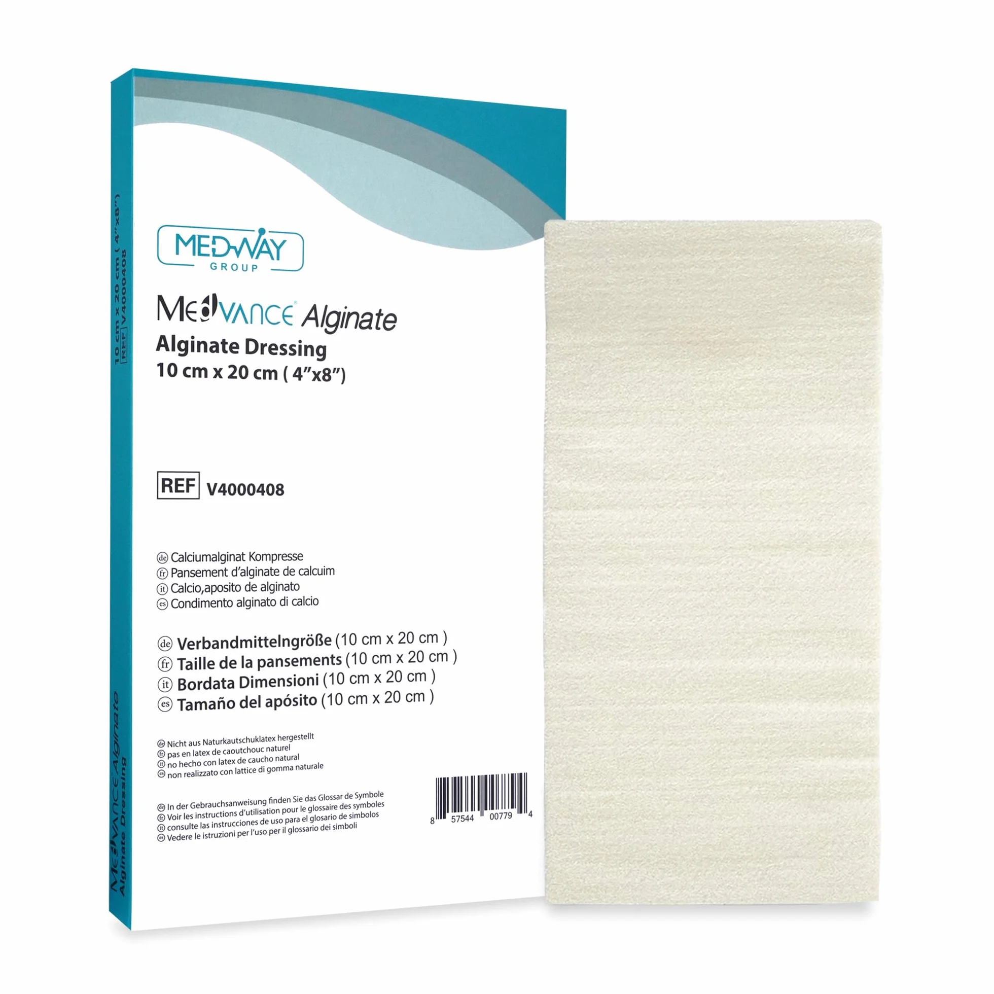 MedVance alginat wapnia 10 cm x 20 cm pudełko 5 opatrunków