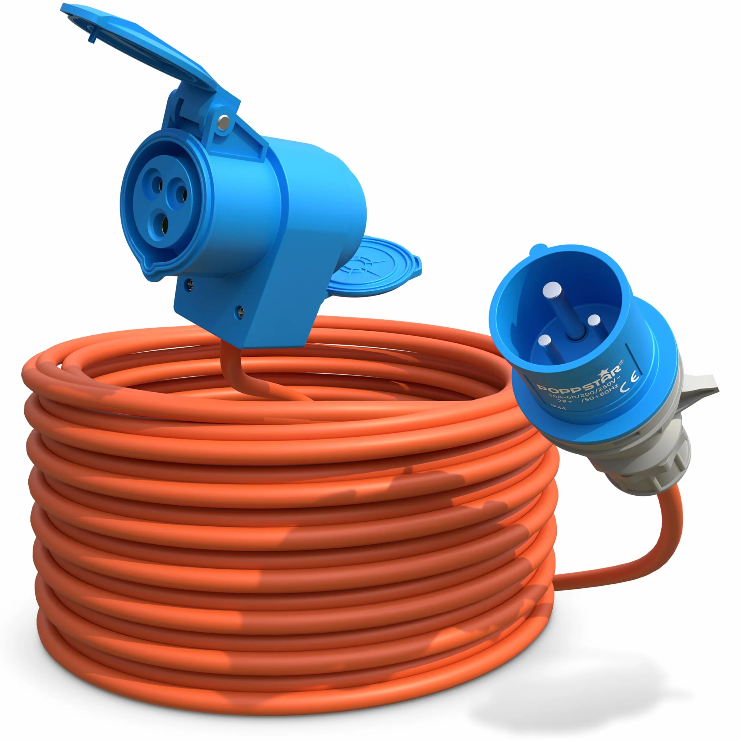 Poppstar kabel CEE 15m 230V/16A IP44 H07RN-F 3G2.5 z wtyczką Schuko