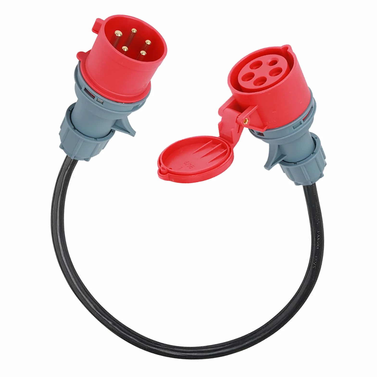 CEE adapter 32 A na 16 A, sprzęgło 5-biegunowe, 5 x 2,5 mm² wąż gumowy, kabel przyłączeniowy, złącze Schuko IP44 (5-biegunowy)