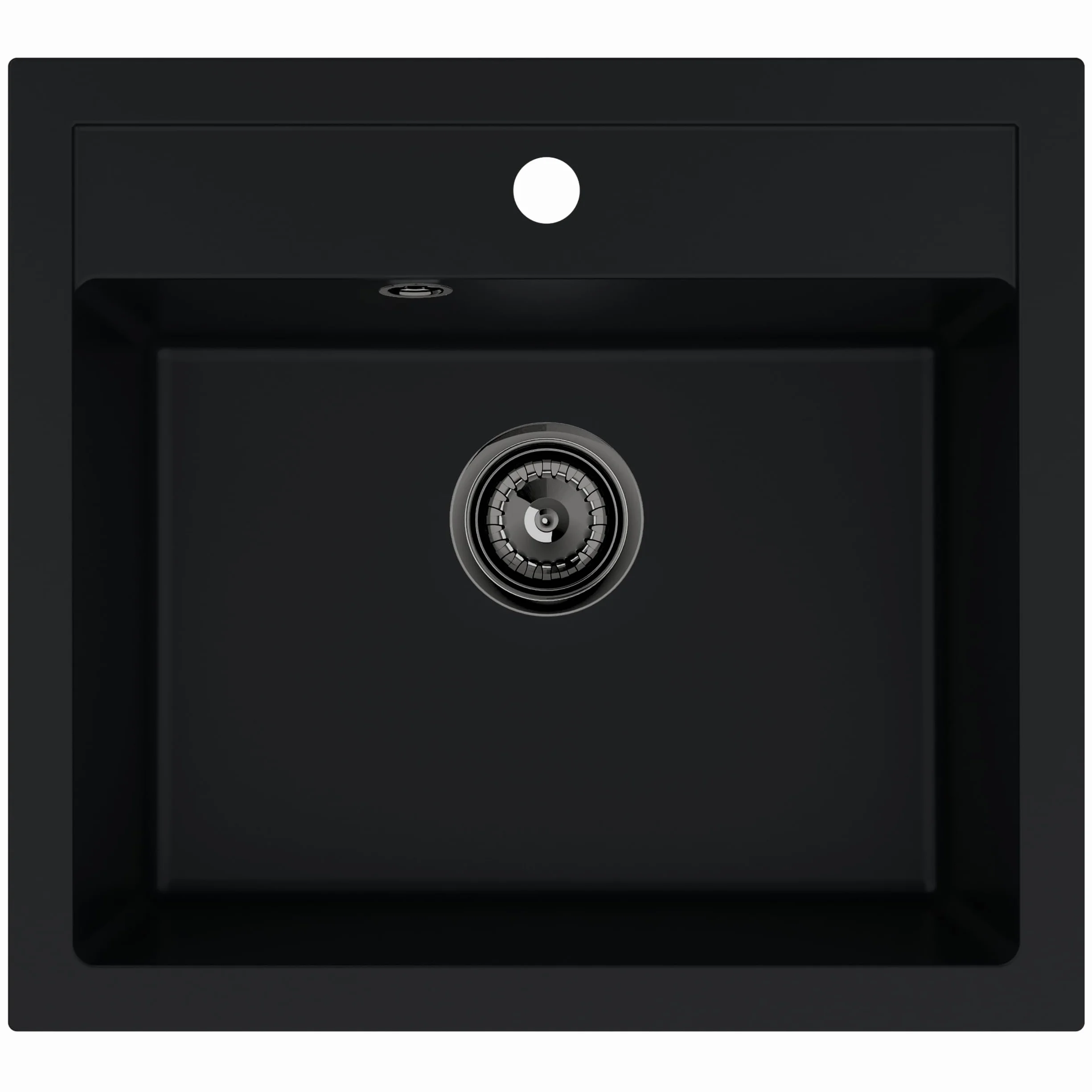 SINK Quality Zlewozmywak Jednokomorowy Czarny 56x51 cm - W zestawie syfon grafitowy i impregnat - Granitowy Zlew Kuchenny do szafki o szerokości od 60 cm