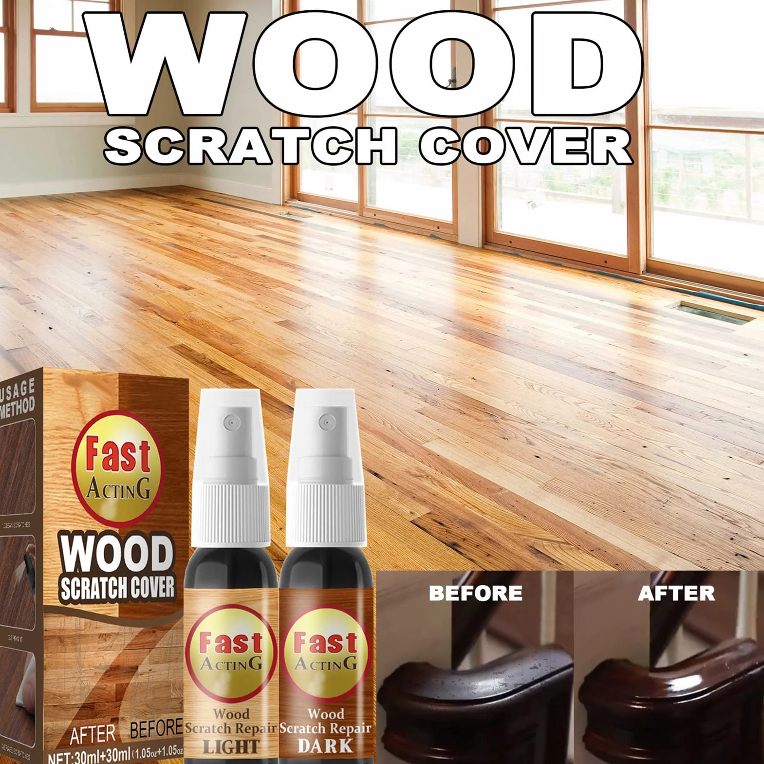 Usuwanie zarysowań z parkietu, Wood Floor Scratch Remover, 2 sztuki zestaw do usuwania zarysowań, szybko działający środek do polerowania mebli do wykańczania drewnianych stołów/łóżek/podłóg
