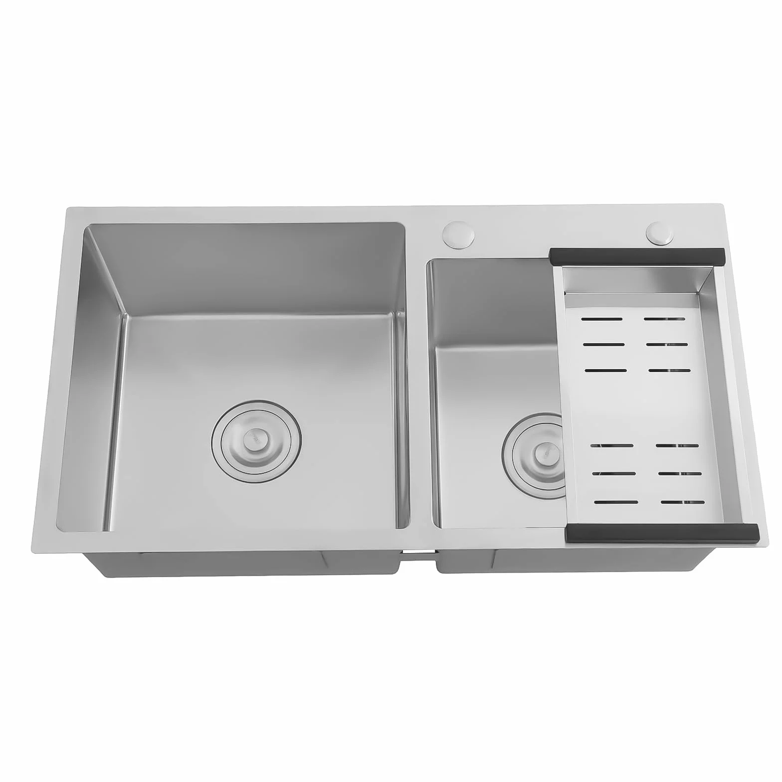 Podwójny zlew ze stali nierdzewnej, podwójny zlew kuchenny z ociekaczem, podstawa ze stali nierdzewnej, zlewozmywak do zabudowy do kuchni, łazienki, 78 x 43 x 21 cm