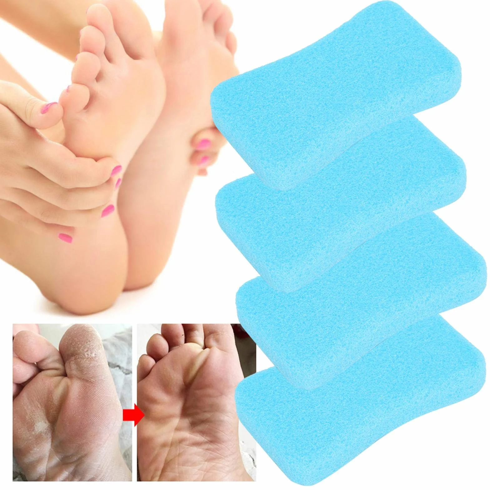 Pumeks do stóp 4 sztuki Peeling kamienia usuwanie kalusa twardej skóry Pedicure Scrubber niebieski