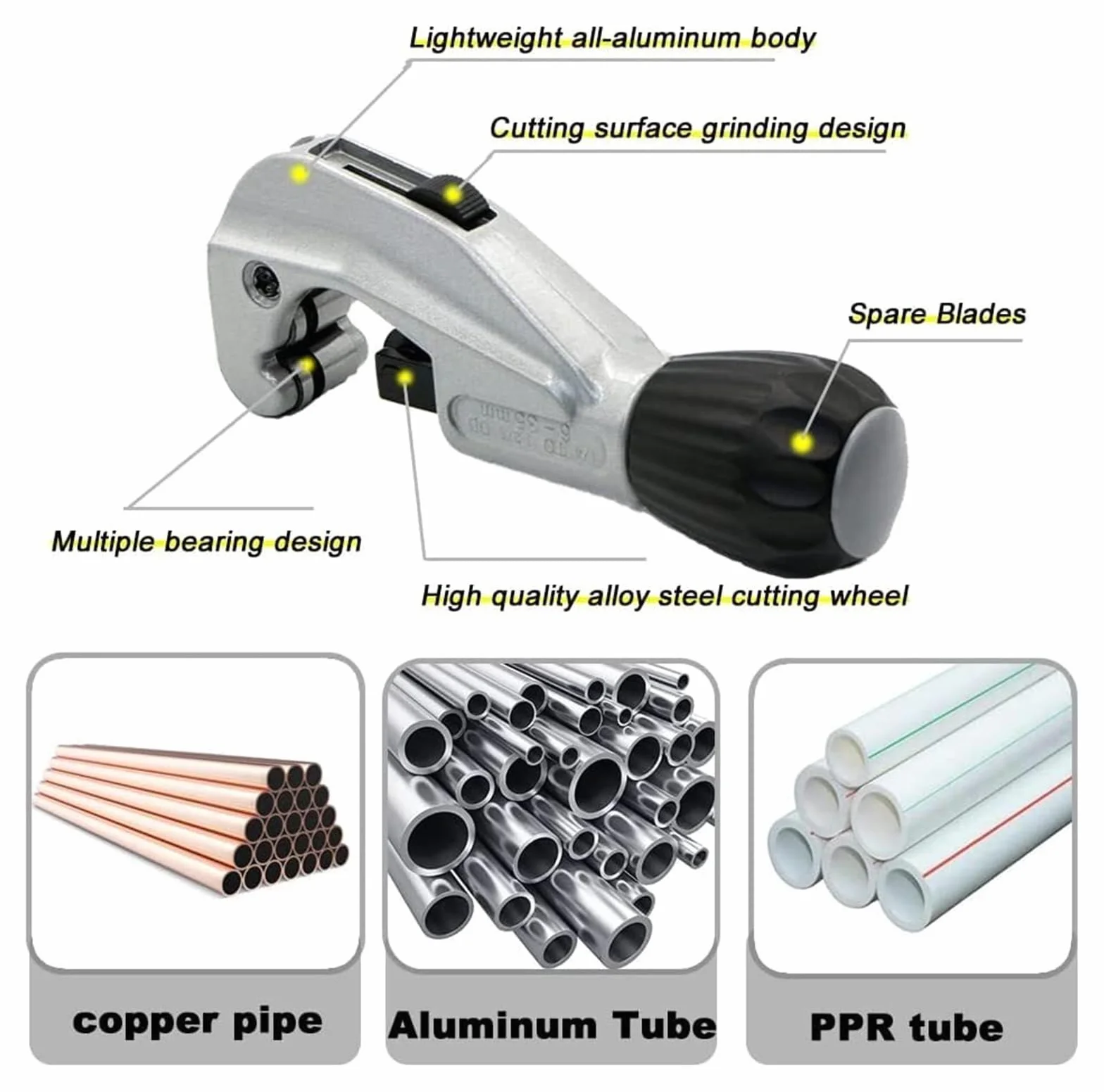 3-30mm 6-35mm Pcv Obcinak Do Rur Miedzianych Ostrze Ze Stali Stopowej Aluminium Mosiądz Rura Miedziana Obcinak Do Rur Narzędzie Tnące Narzędzie Do Cięcia Rur Szybkie Precyzyjne Cięcie(D1-PC0635)