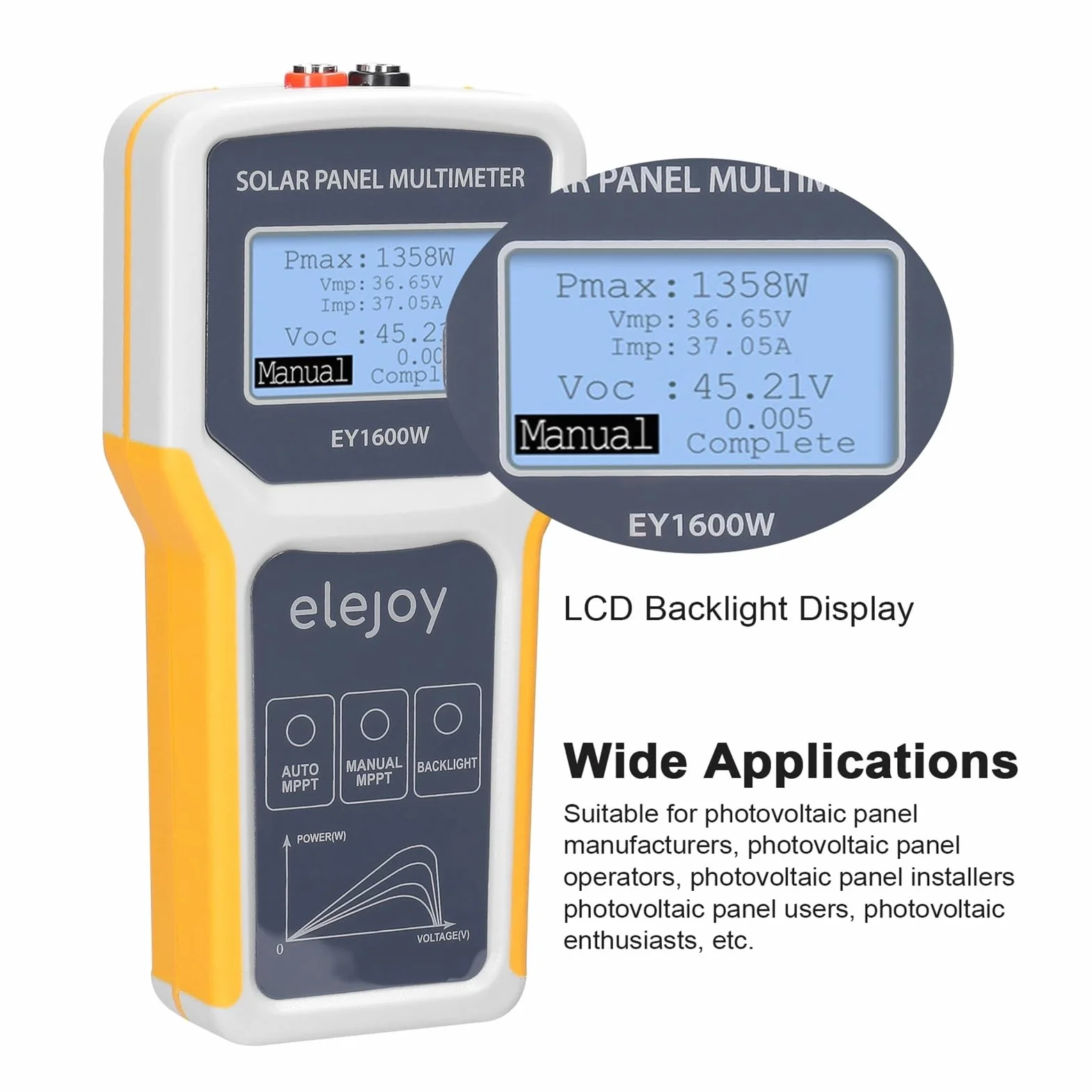 EY1800W/EY1600W/EY800W/EL400B Tester Paneli Słonecznych Panel Fotowoltomierz Auto/Manualny Miernik MPPT Woltomierz Profesjonalne narzędzie dla elektryków(2000w)