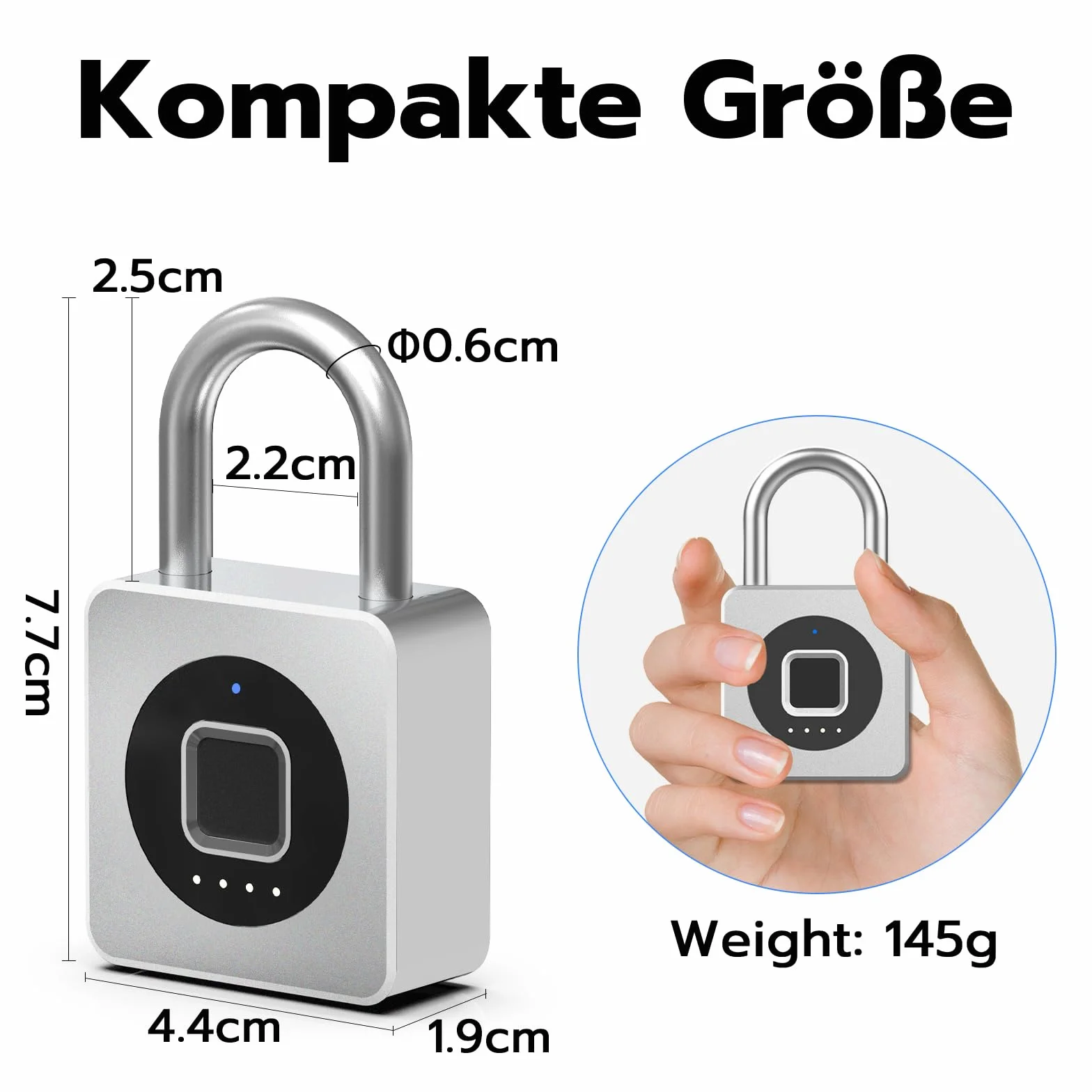 Eseesmart Zamek odcisk palca, kłódka do studia fitness, odblokowywanie odcisków palców Bluetooth IOS Watch, wodoszczelna kłódka do bagażu, magazynów, samochodów towarowych, garażu, szafki