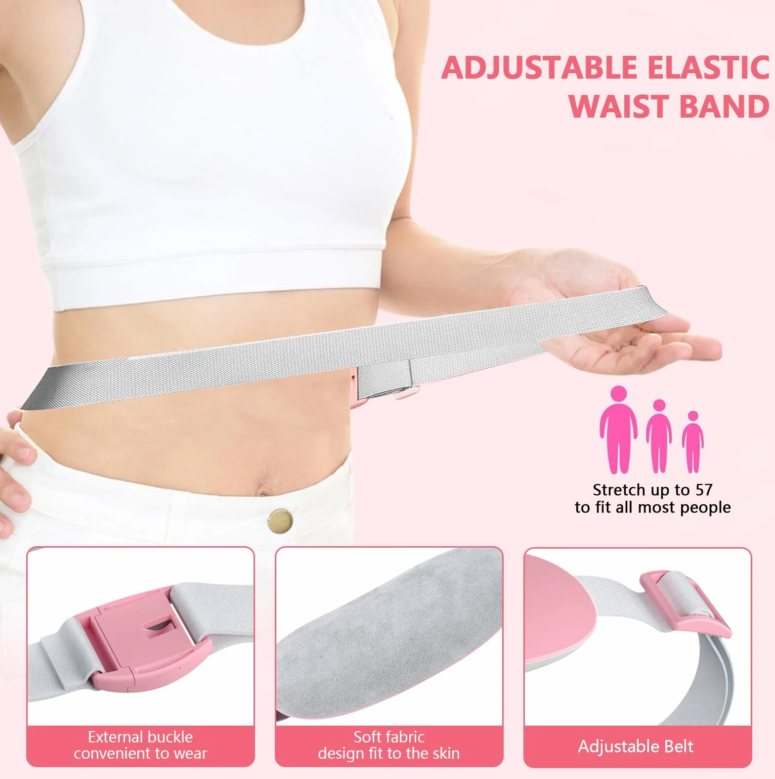 Okresowe paski grzewcze, menstruacyjny, pasek grzewczy, ładowany przez USB, bezprzewodowy, 3 poziomy ciepła i 3 tryby masażu wibracyjnego (różowy)