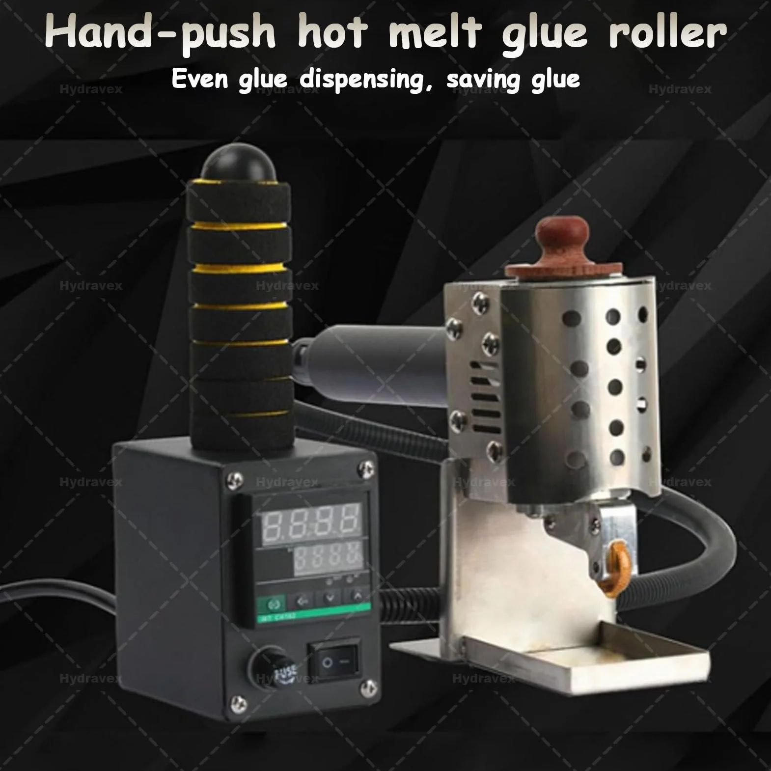 Maszyna do zwijania kleju topliwego, ręczny aplikator kleju z wkładem, regulowana temperatura 50-220°C, do skóry, kartonu, albumu, 150 ml - 20 mm