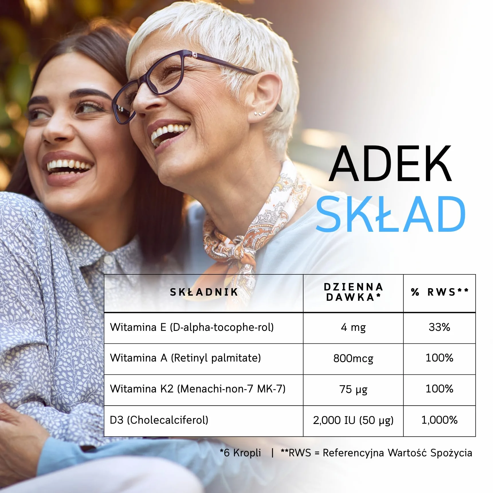 Witaminy ADEK w kroplach 10 ml Wegańska formuła Wspiera odporność wzrok skórę kości 3rd Element Nutrition