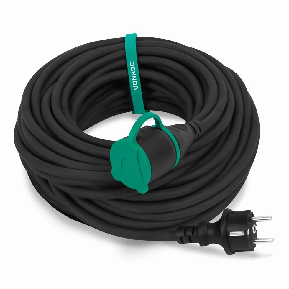 VONROC Pro Przedłużacz 25 m - IP44 - Kabel neoprenowy H07RN-F 3x1,5 mm² - z opaską kablową