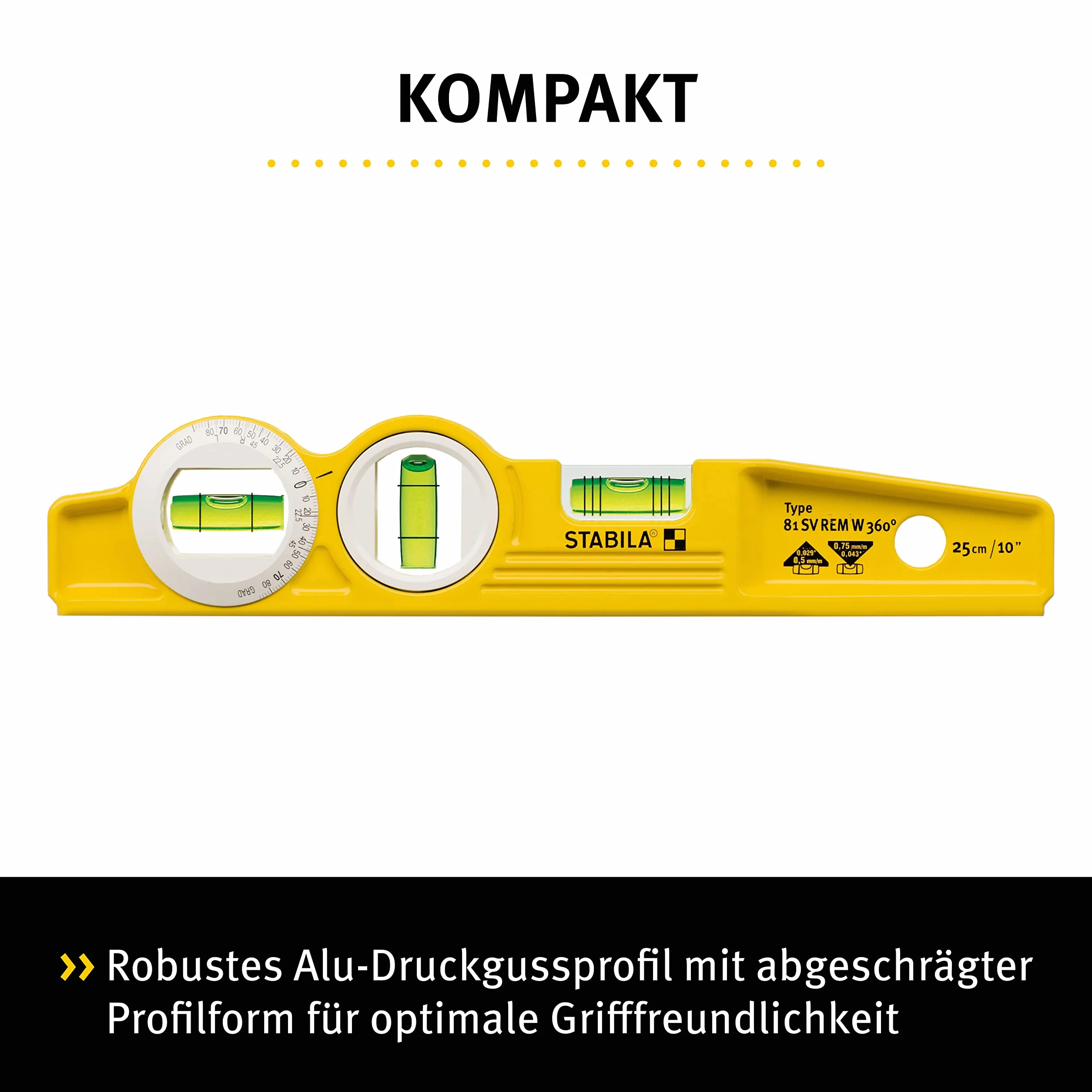 Poziomica trapezowa 25 cm Torpedo aluminiowa 81SV REM 360 STABILA
