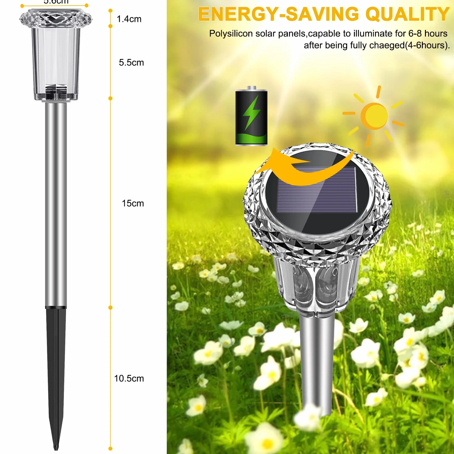 Solar do samochodu, na zewnątrz, zimna, biała, wodoodporna, IP65, bezprzewodowa, do ogrodu, balkonu, ścieżki, drzew, trawnika, krzewów, zestaw 6 lamp