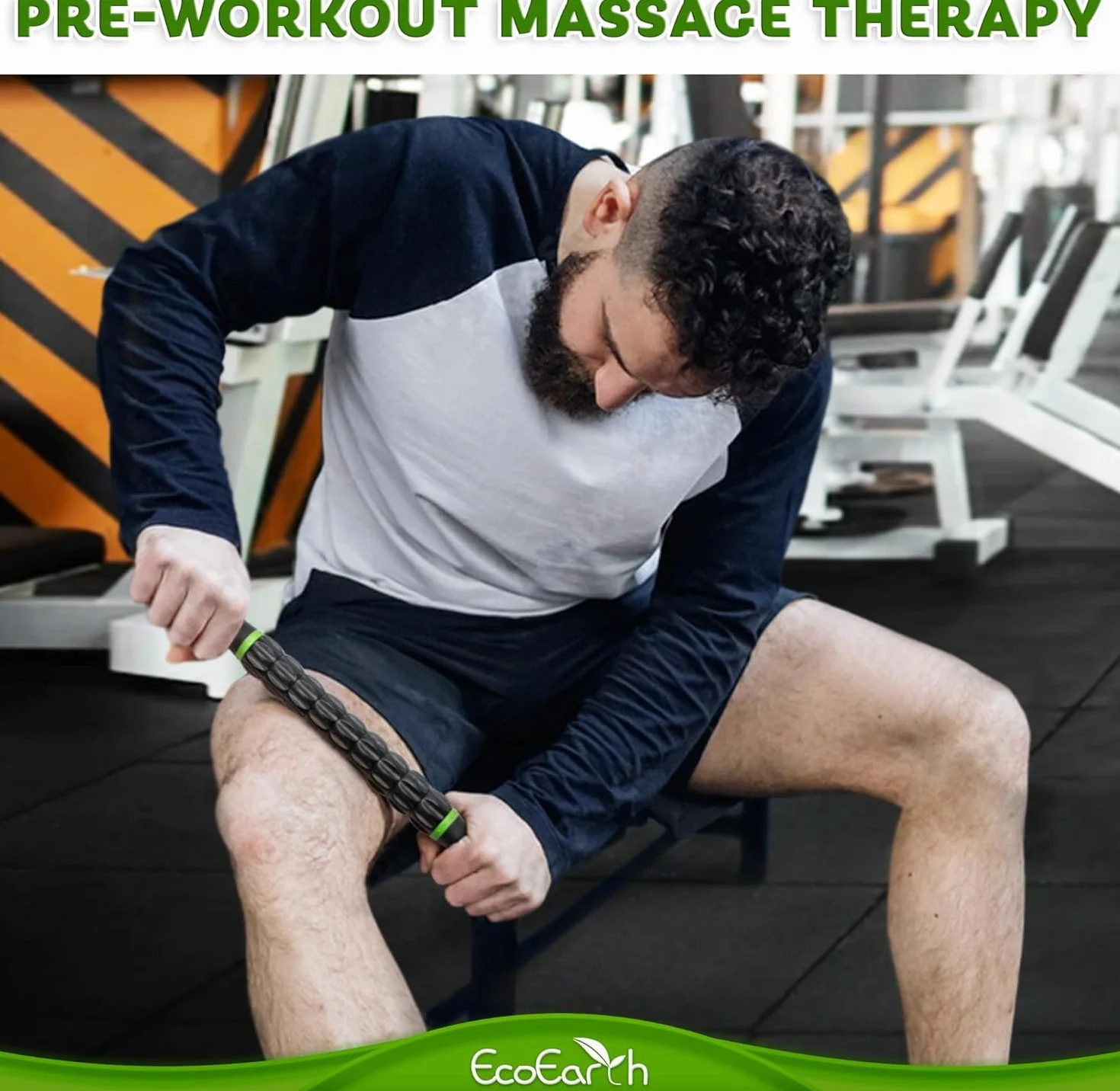 EcoEarth Muscle Roller Stick (43x4cm, 1 PK) - Lymphatic Drainage Massager for Arm, Shoulder, Back & Leg - Myofascial Release Trigger Point Fascia Massage Tool