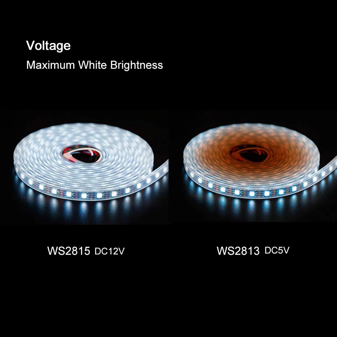 BTF-LIGHTING WS2815 (aktualizacja WS2812B) 1m 144 indywidualnie adresowalne cyfrowe piksele RGB Dual sygnał LED elastyczna taśma świetlna 5050 SMD IP30 Magic Dream Color DC12V biała PCB