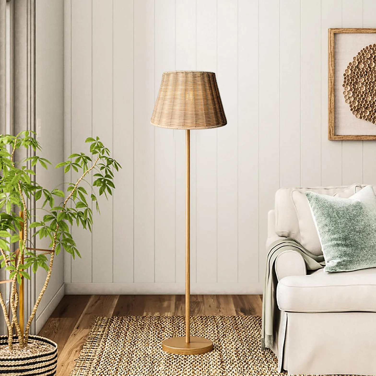 Rattan Klosz lampowy, ręcznie pleciony, stożkowa forma, wszechstronny do zastosowania w lampach sufitowych, wiszących, ściennych i stołowych (1, naturalny kolor rattanu)