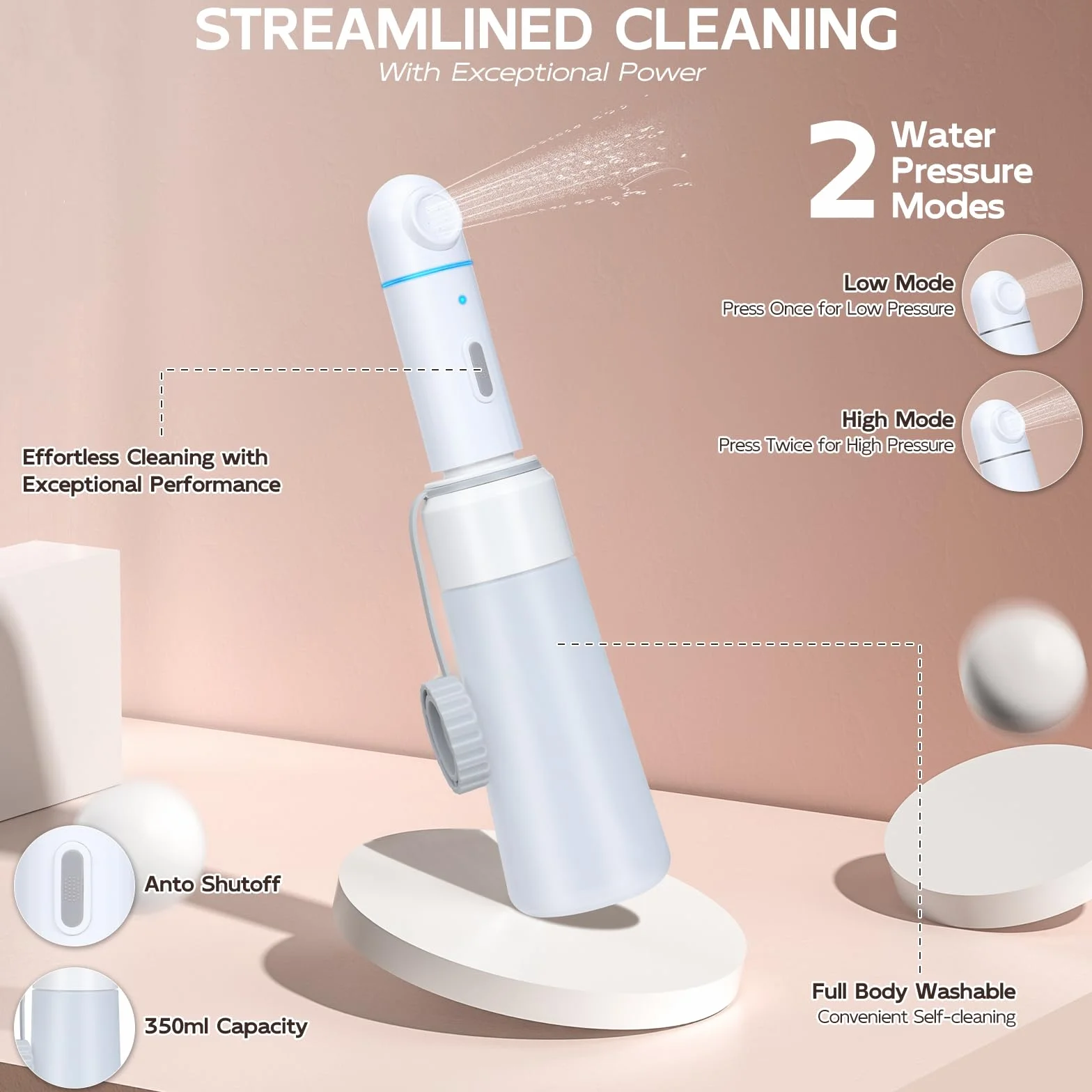 Elektryczny przenośny bidet podróżny 350 ml wodoodporny IPX7 2 tryby wysokiego ciśnienia