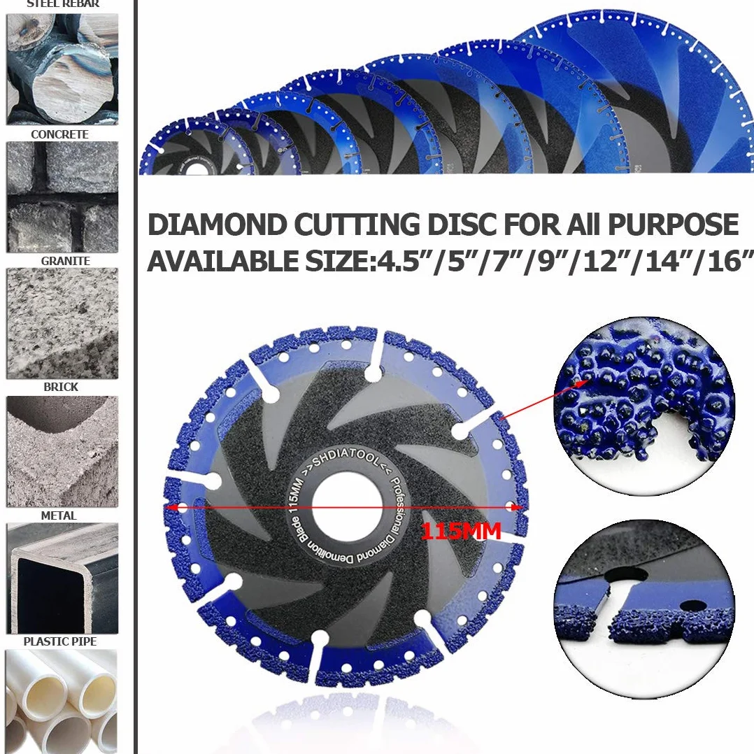 SHDIATOOL Tarcza tnąca diamentowa 5 szt. 5 cali / 125 mm luzowana próżniowo kółko do odcięcia do wszystkich zastosowań ostrza do rozbiórki do kamienia żelaza stali metalu