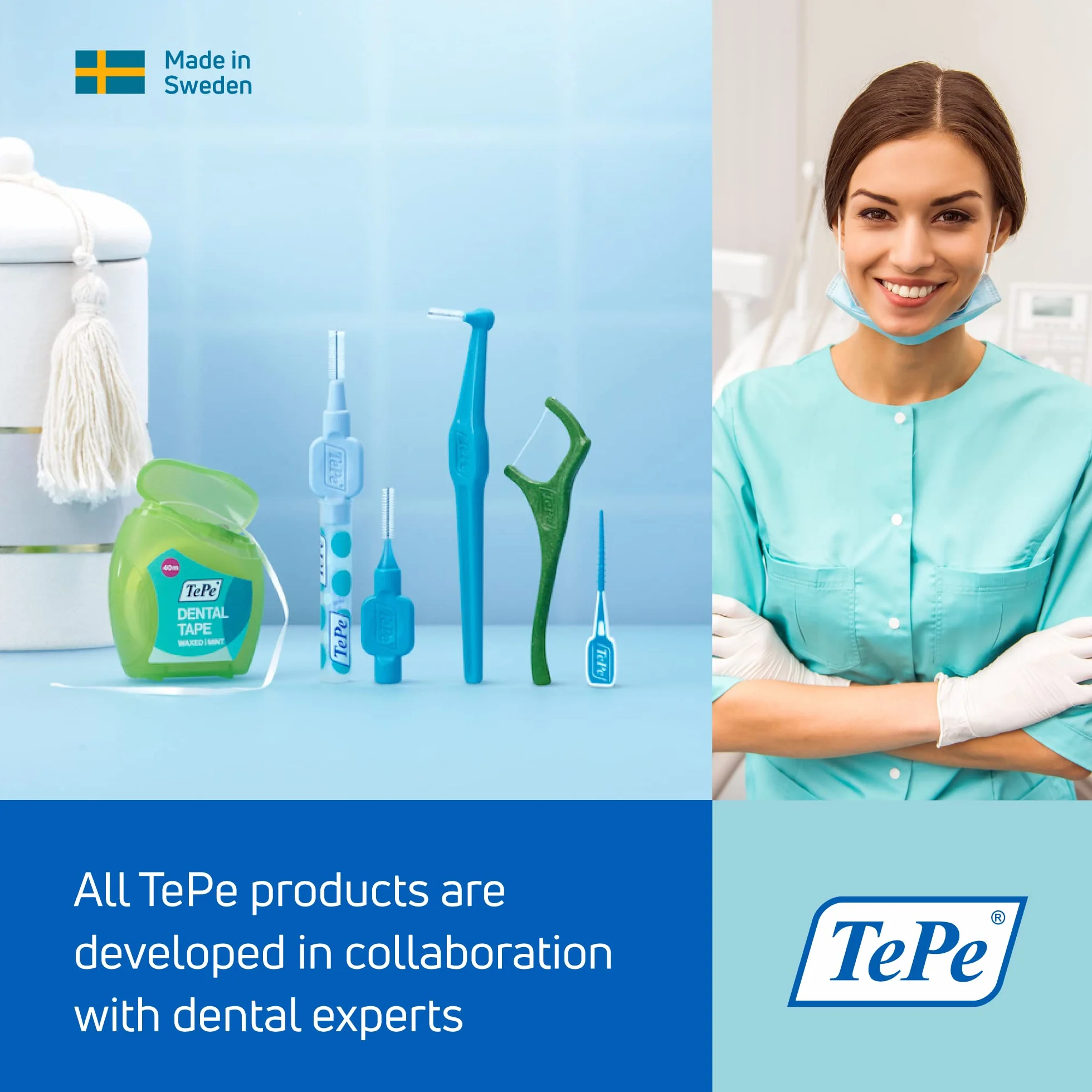 TePe GOOD Mini Flosser Niciowykałaczki, zielony, 36 sztuk, wykałaczki z nicią dentystyczną, skuteczne usuwanie płytki nazębnej, łatwe czyszczenie