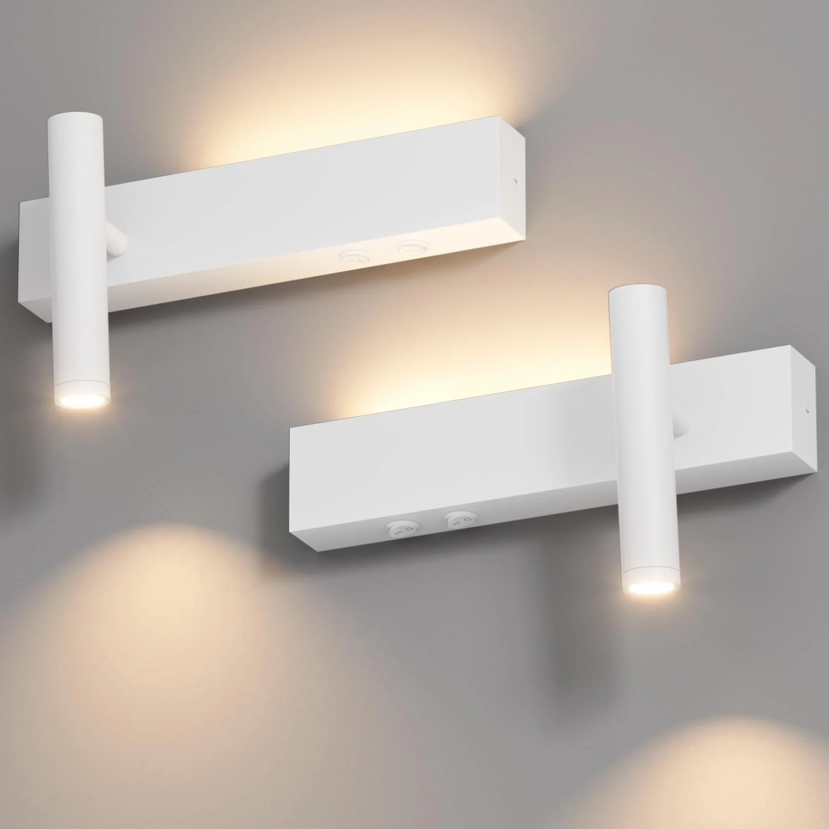 Klighten Lampa ścienna LED 2-punktowa 3W+3W 3000K obracana 330° regulowana 60° aluminium ciepła biel