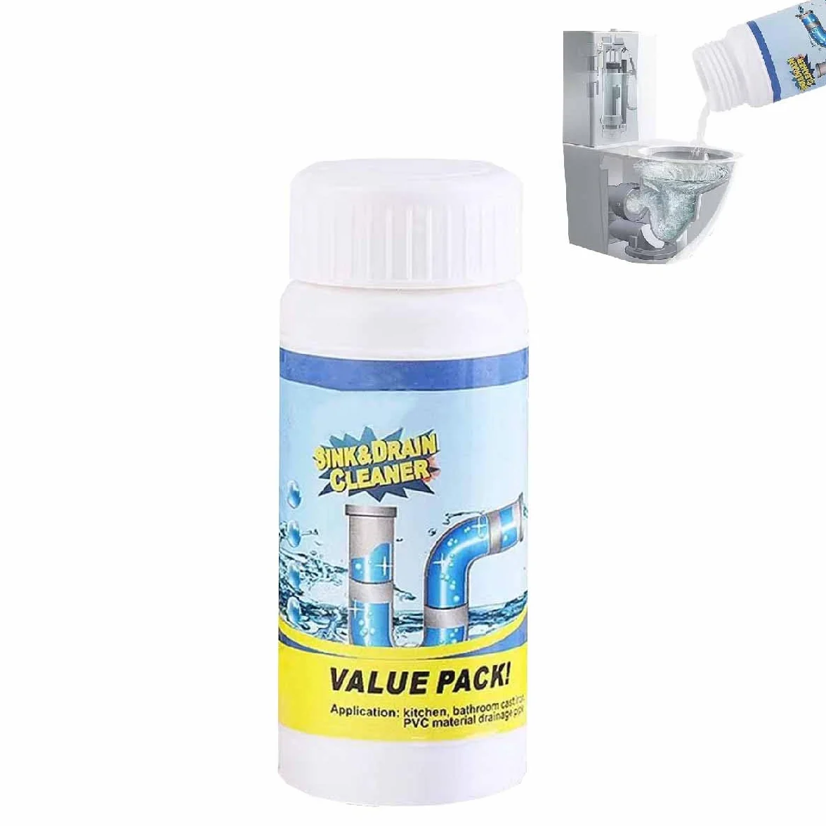 Sink and Drain Cleaner,Powerful Sink Cleaner for Kitchen and Pipes Cleaning Tool,Multi-functional pipe unclogging agen,Drain Clog Remover for Kitchen Sinks,Tubs,Shower Drains (1pcs)