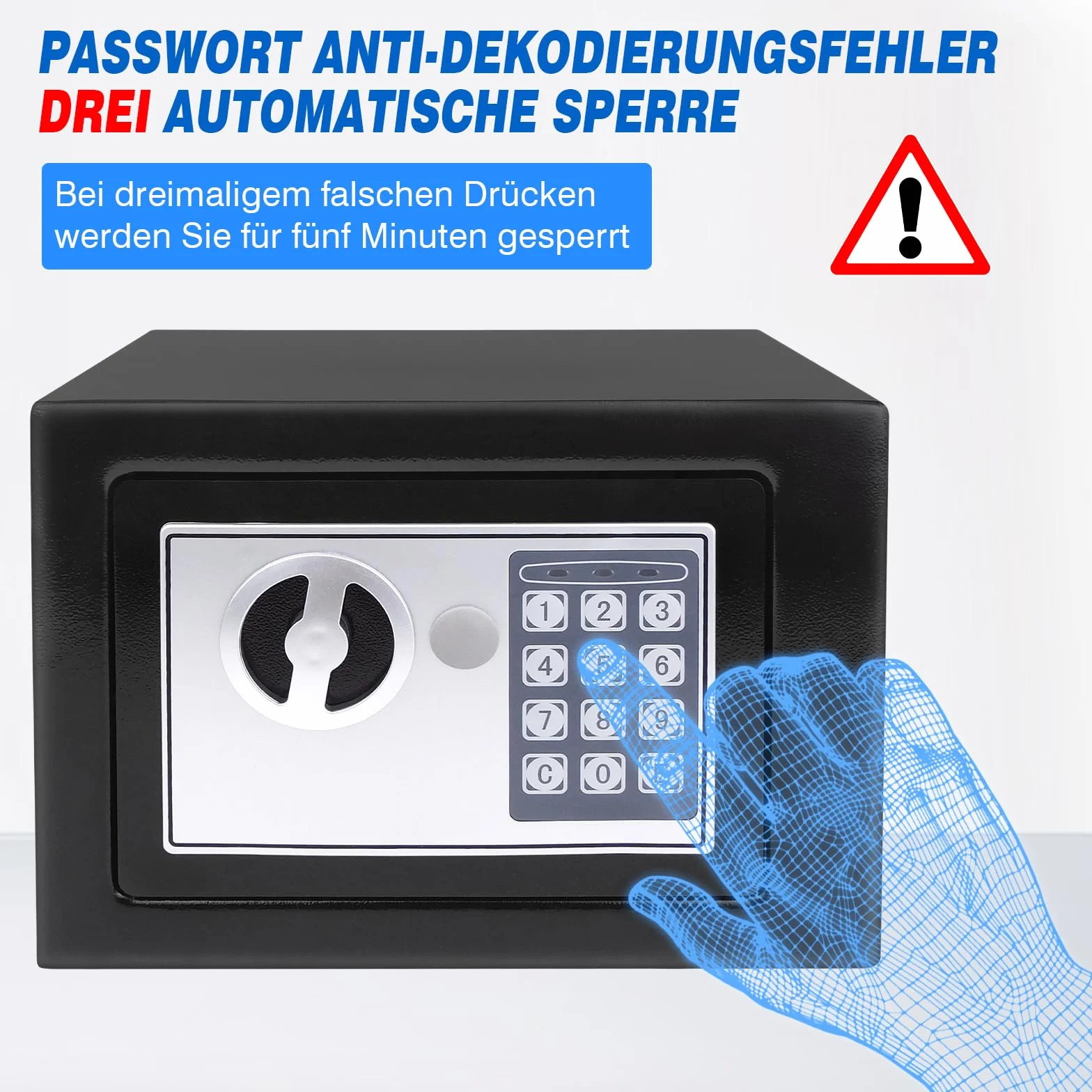 Elektroniczny sejf 4,6 l, ognioodporny sejf meblowy, na biżuterię, bezpieczeństwo na gotówkę, wodoszczelny sejf ścienny z 2 podwójnymi bolcami stalowymi i 2 kluczami awaryjnymi, zamek szyfrowy