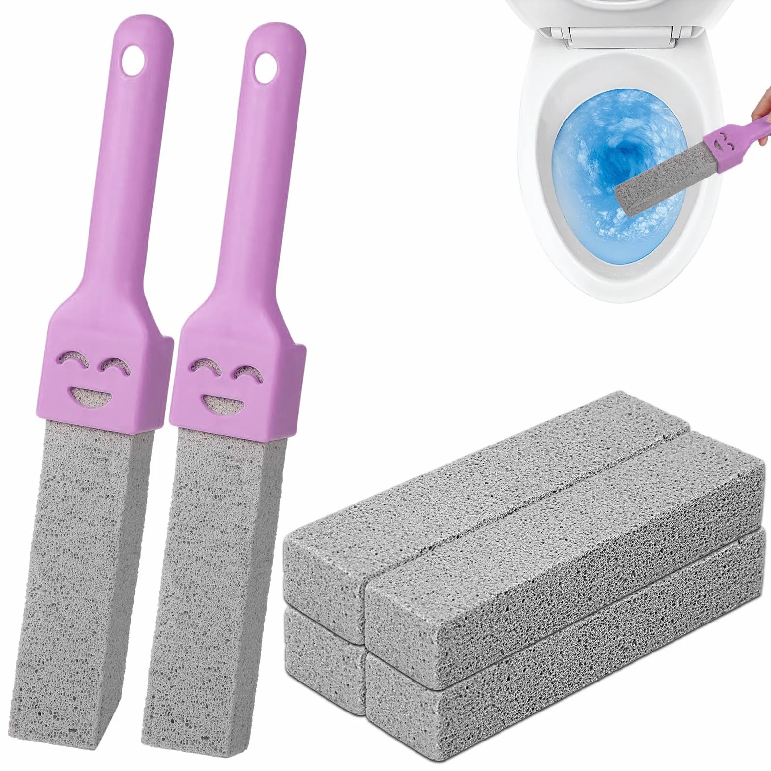 Środek do czyszczenia toalety, 6 sztuk, kamień pumeks, toaleta z 2 uchwytami, kamień do czyszczenia, blok do czyszczenia toalety, do prysznica, łazienki, basenu, kuchni, umywalki
