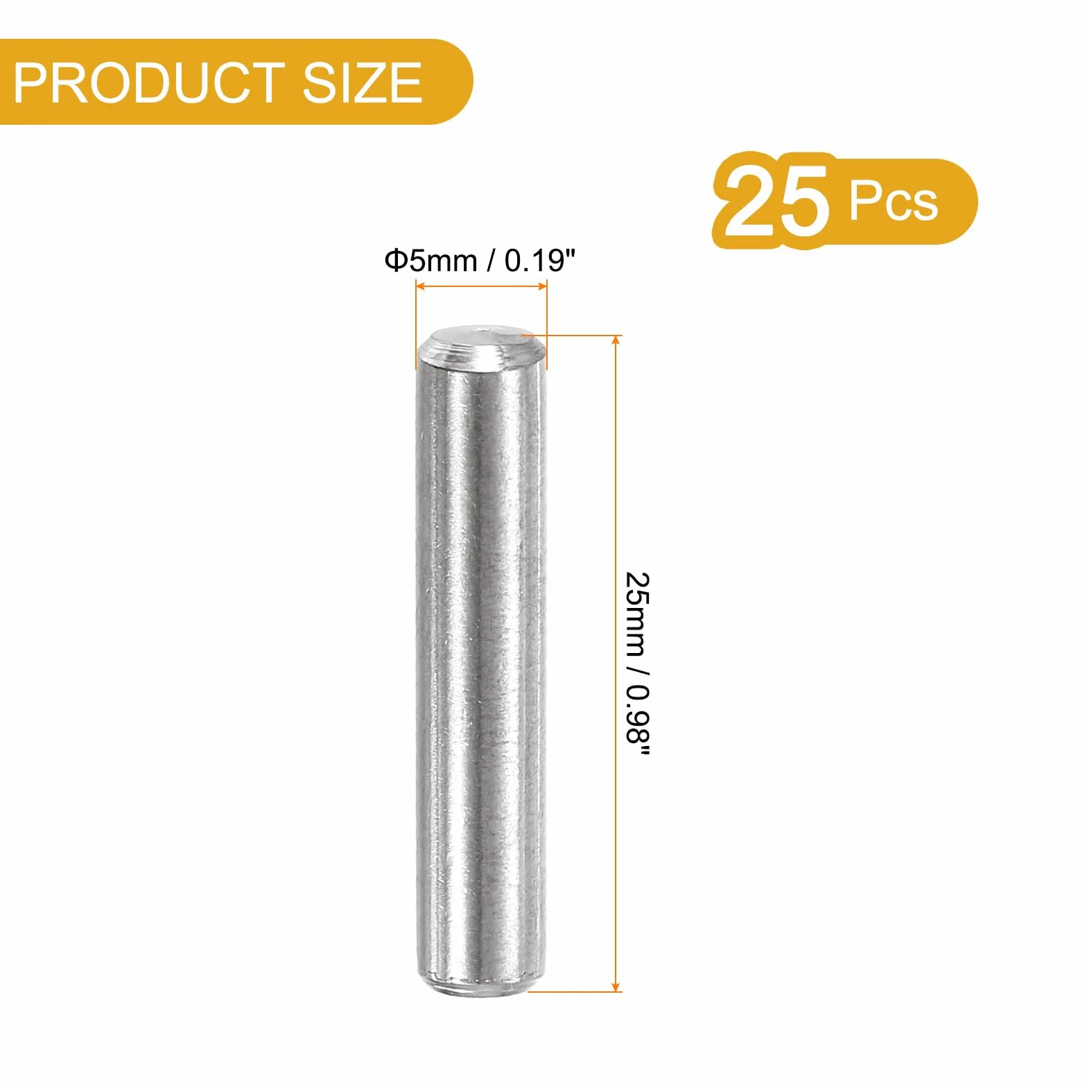 QUARKZMAN 25 szt. 5 mm x 25 mm szpilki do półek, kołki do półek, regulowane szpilki do półek, srebrne elementy mocujące ze stali nierdzewnej (0,19 x 0,98 cala)