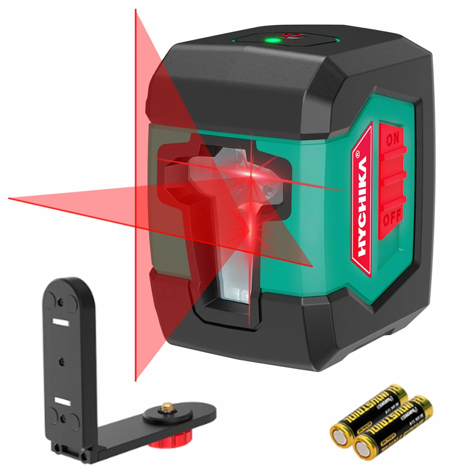 HYCHIKA Poziomica Laserowa, Samopoziomujący Laser Liniowy 15M Z Podwójnym Modułem Laserowym, Laser 360° Z 2 Liniami Poziomymi/Pionowymi, Elastyczna Podstawa Magnetyczna