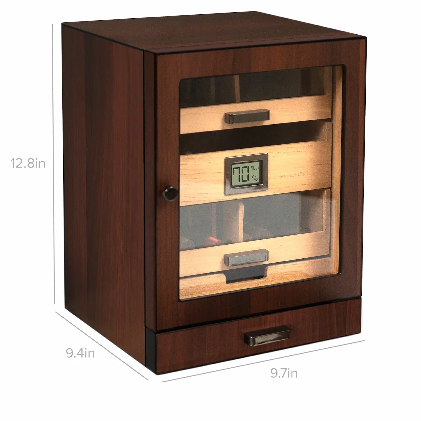 CASE ELEGANCE Humidor Szafkowy Luca Z Grubym Cedrem, Łatwy System Nawilżania, Dokładny Higrometr Cyfrowy - Brązowy