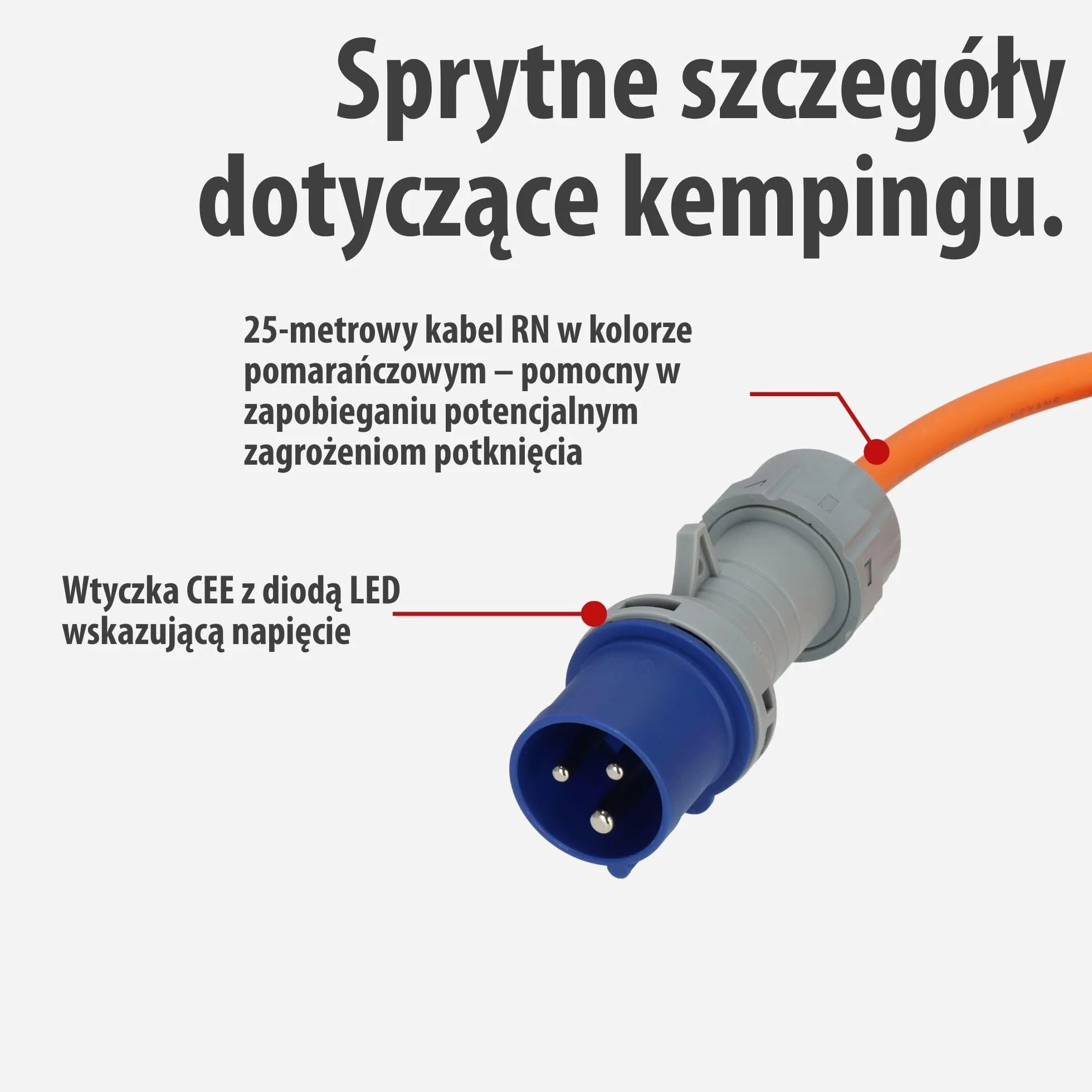 Brennenstuhl Przedłużacz kempingowy CEE 230 V, 25 m, z diodą LED wskazującą napięcie (kabel H07RN-F 3G2,5, kabel kempingowy do stałego użytku na zewnątrz, IP44, wyprodukowany w Niemczech)