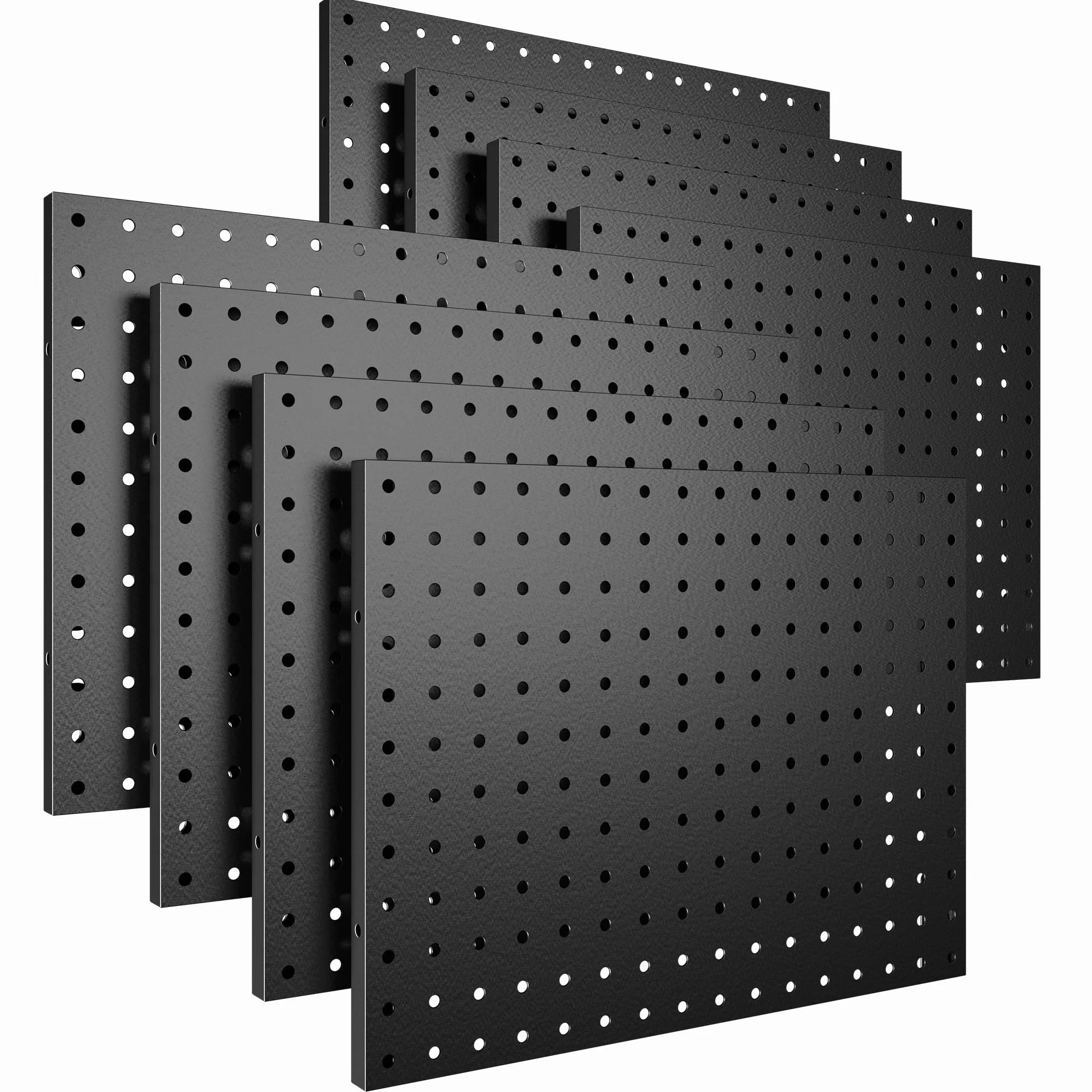 Spampur Tablica śledziowa, 8-pak metalowych paneli pegboardowych, czarny organizer ścienny, system przechowywania narzędzi do stołu warsztatowego, organizera garażu, organizacji ścian biurowych