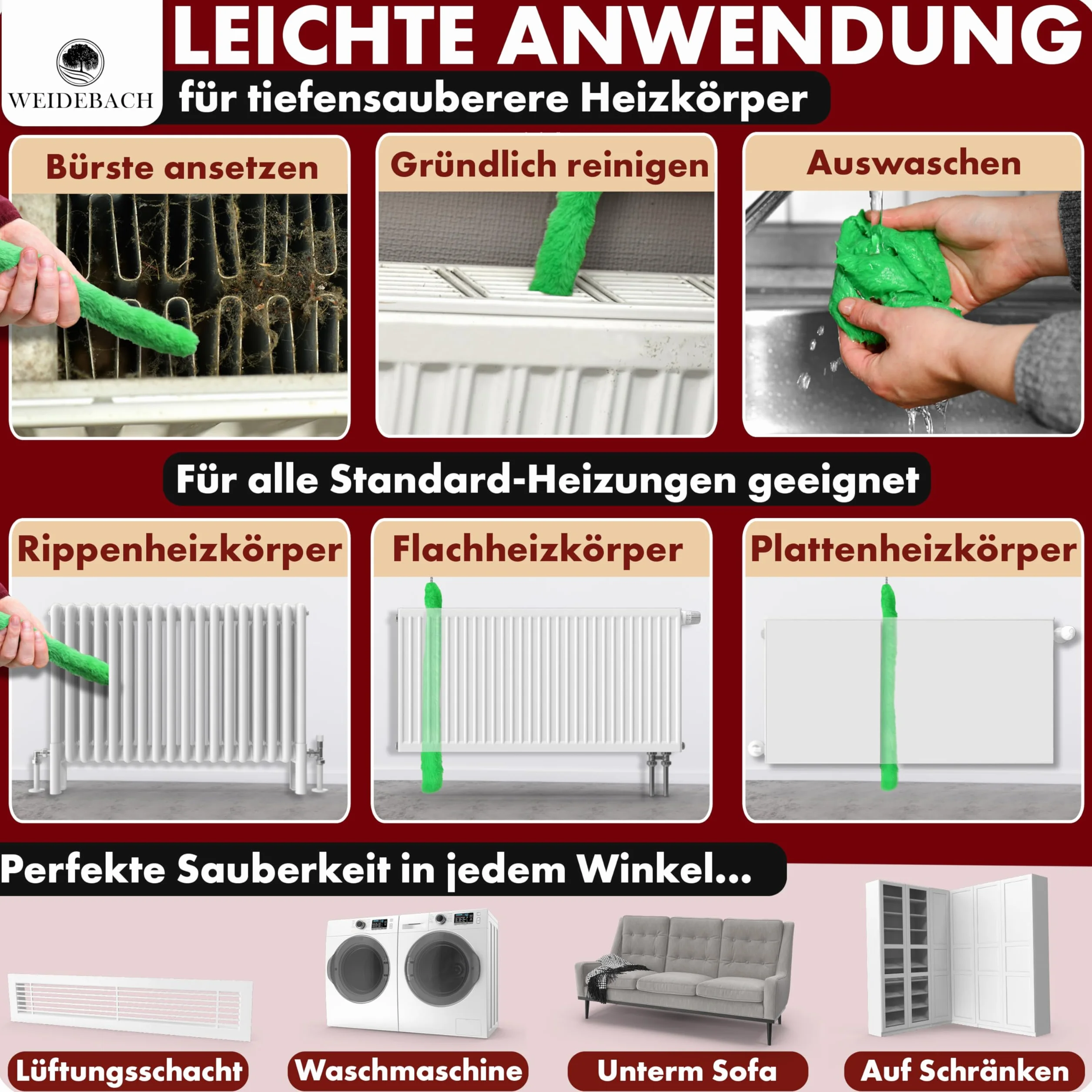Parent Weidebach szczotka do grzejników mikrofibrów V. 3.0 (mikrofibra 125 cm)