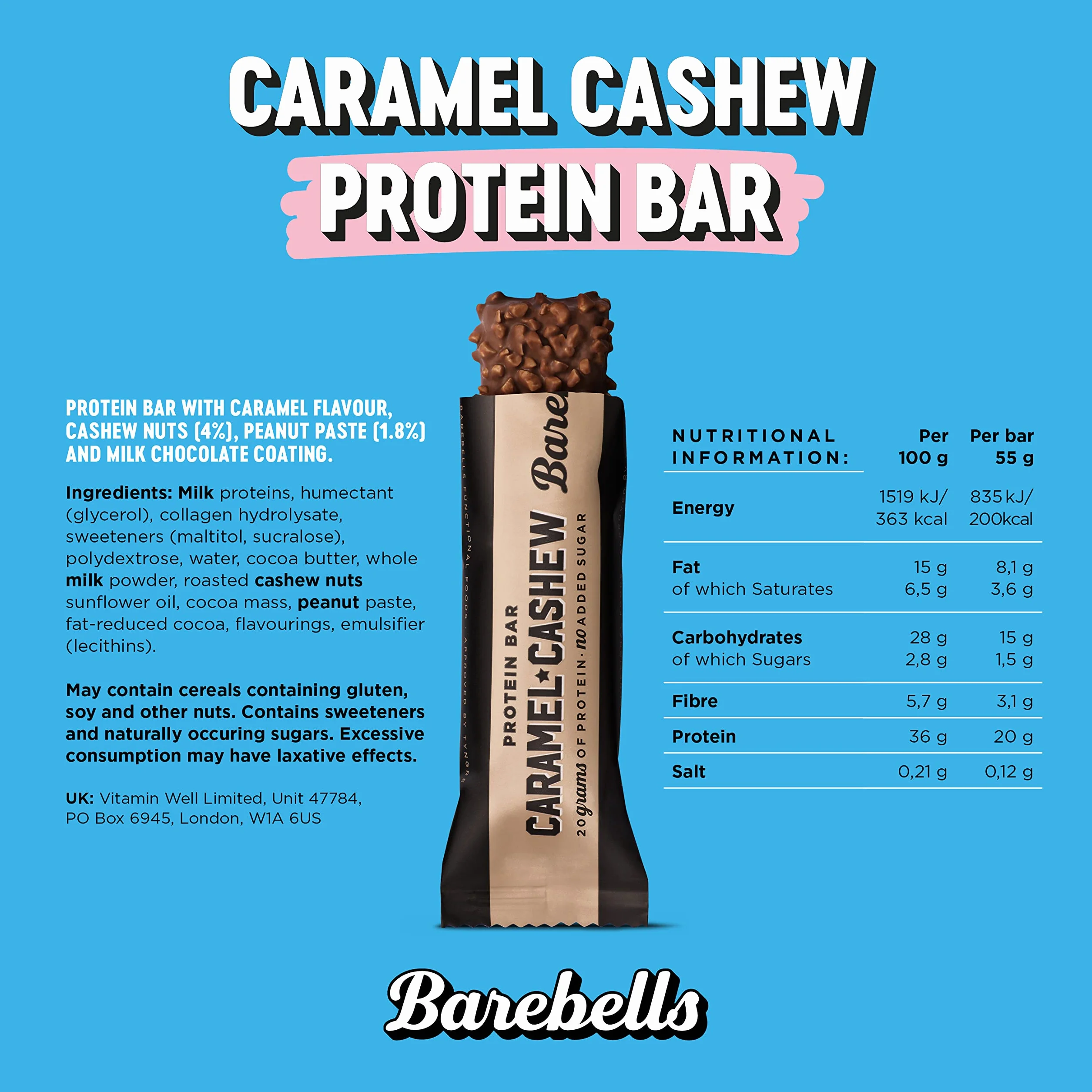 Barebells Protein Bar Caramel Cashew 12X55g