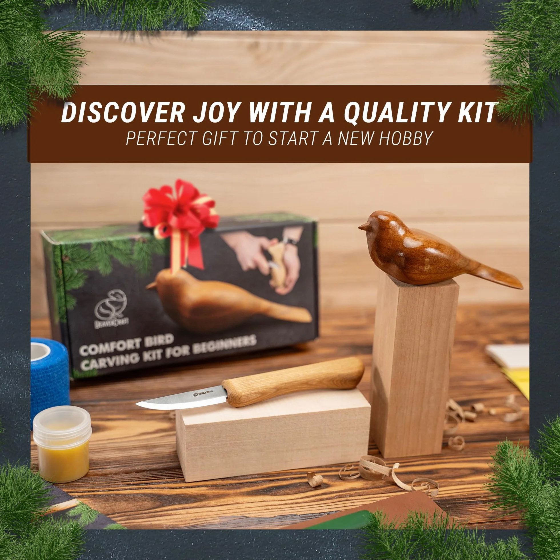 BeaverCraft Zestaw do rzeźbienia w drewnie Comfort Bird DIY noże dla początkujących