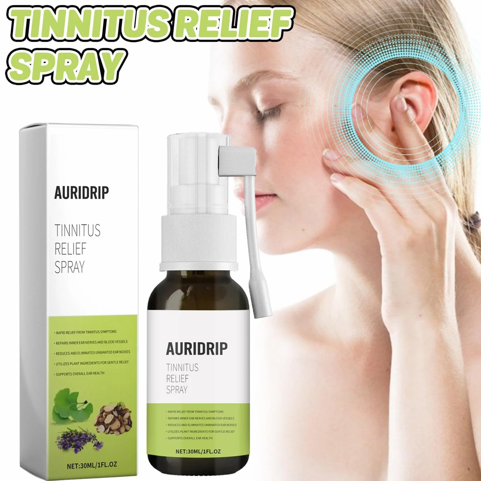 Brianelle Auridrip Spray 30 ml na szumy uszne, naturalny płyn do uszu