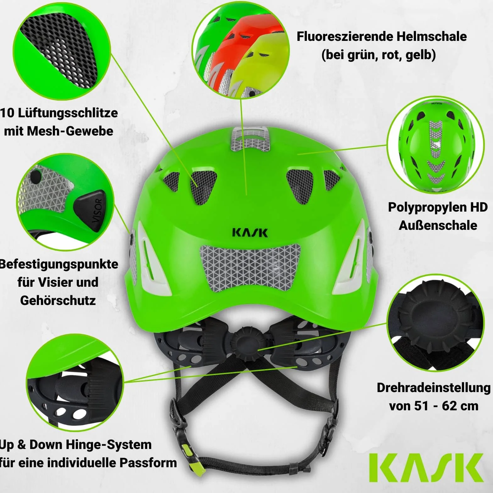 KASK Superplasma PL HiViz 2.0 kask ochronny, kask do wspinaczki górskiej, rozmiar 51-62 cm, uniwersalny, regulowany
