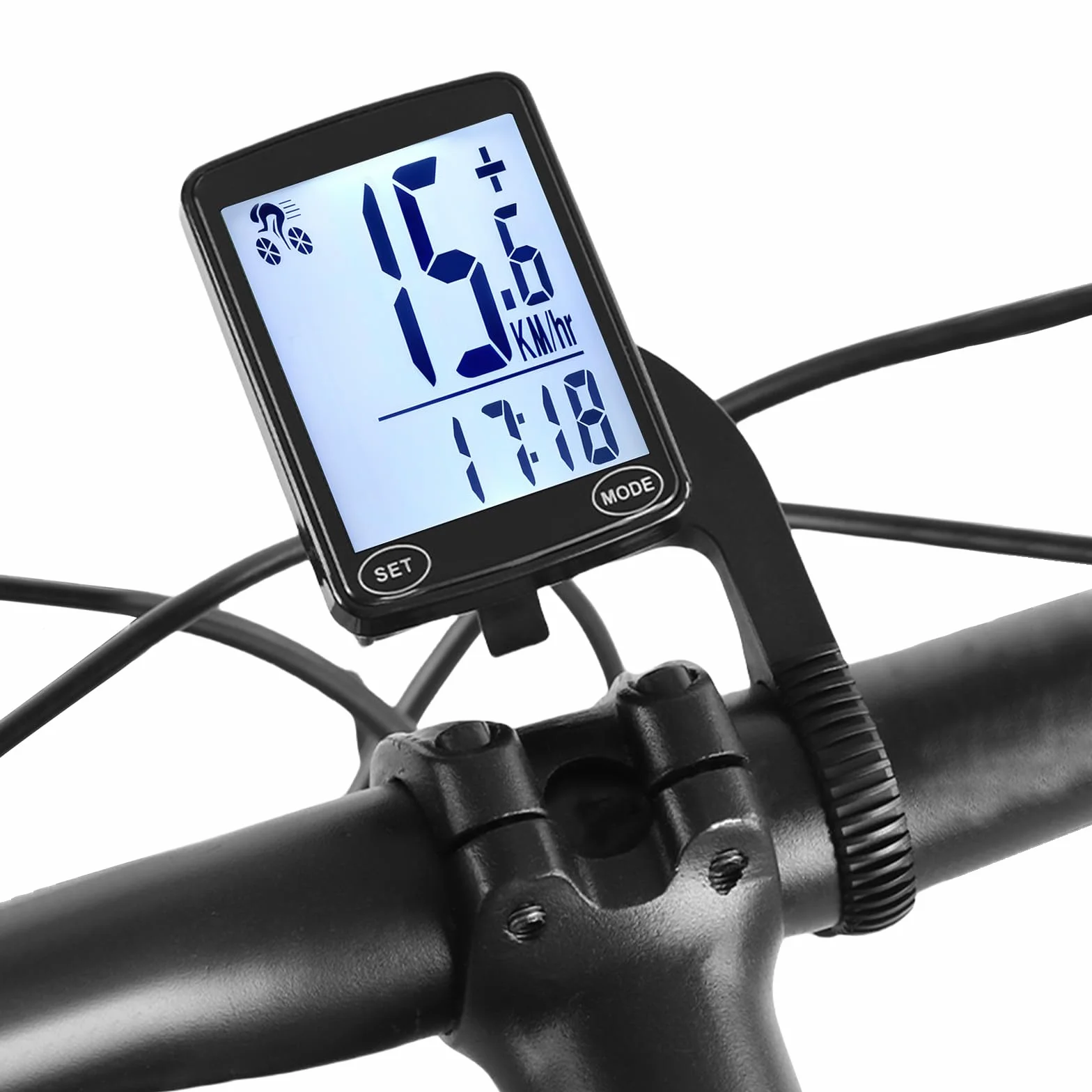 Komputer rowerowy bezprzewodowy, ekran LCD 6.1 cm, automatyczne podświetlenie, uniwersalne 24 funkcje, wodoodporność IPX6, prędkościomierz rowerowy i licznik kilometrów, odpowiedni do jazdy na