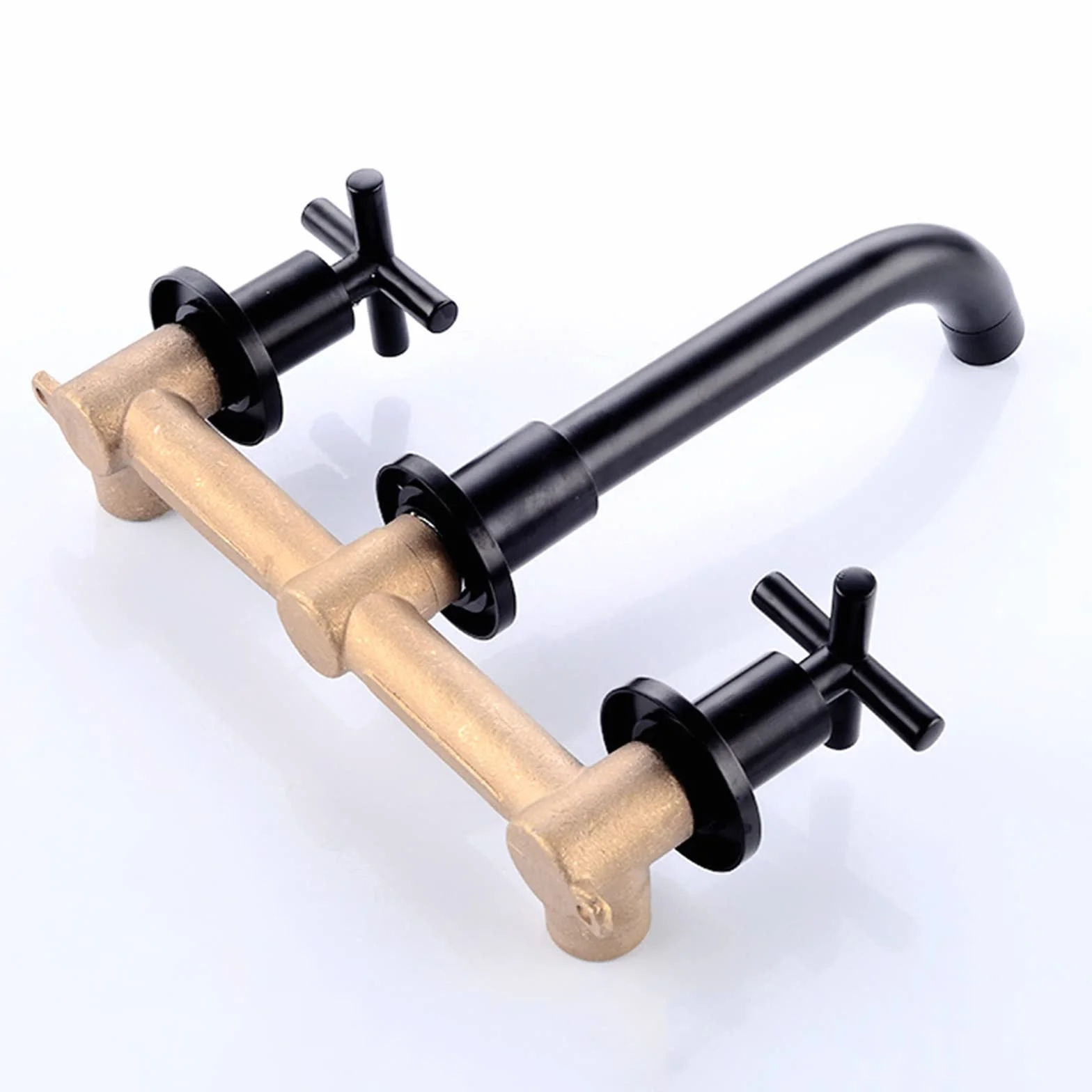 Faucet Bateria ścienna Bateria łazienkowa Bateria umywalkowa Baterie wannowe z wylewką 20 cm Baterie umywalkowe Uchwyt krzyżowy Ciepła i zimna podtynkowa bateria do zlewu Baterie wannowe Szczotkowane
