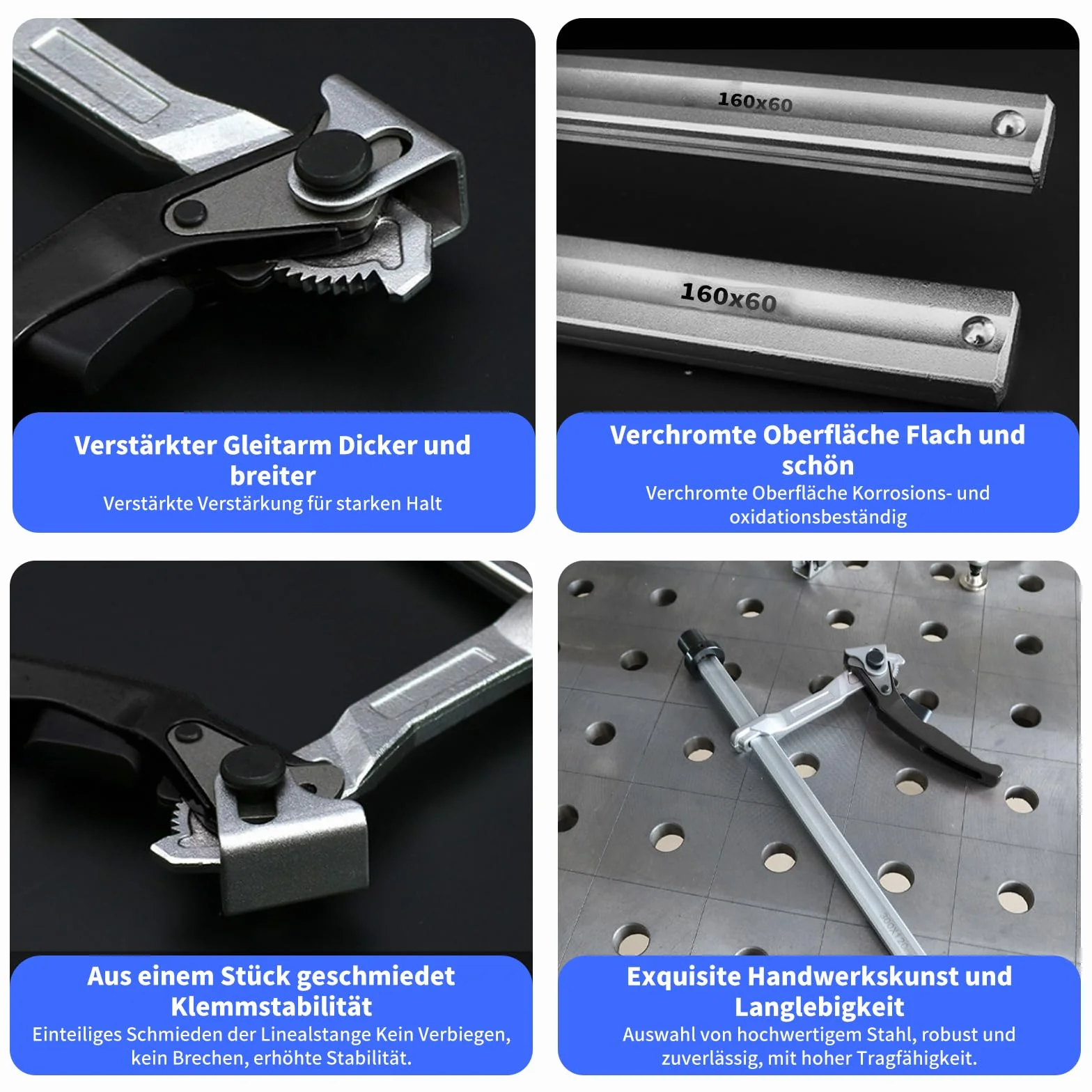 2 sztuki elementu mocującego 20 mm do stołów wielofunkcyjnych, zacisku dźwigni ze stopu aluminium, zakres mocowania 160 mm, kompatybilny wielofunkcyjny stół spawalniczy i CNC, kolor czarny