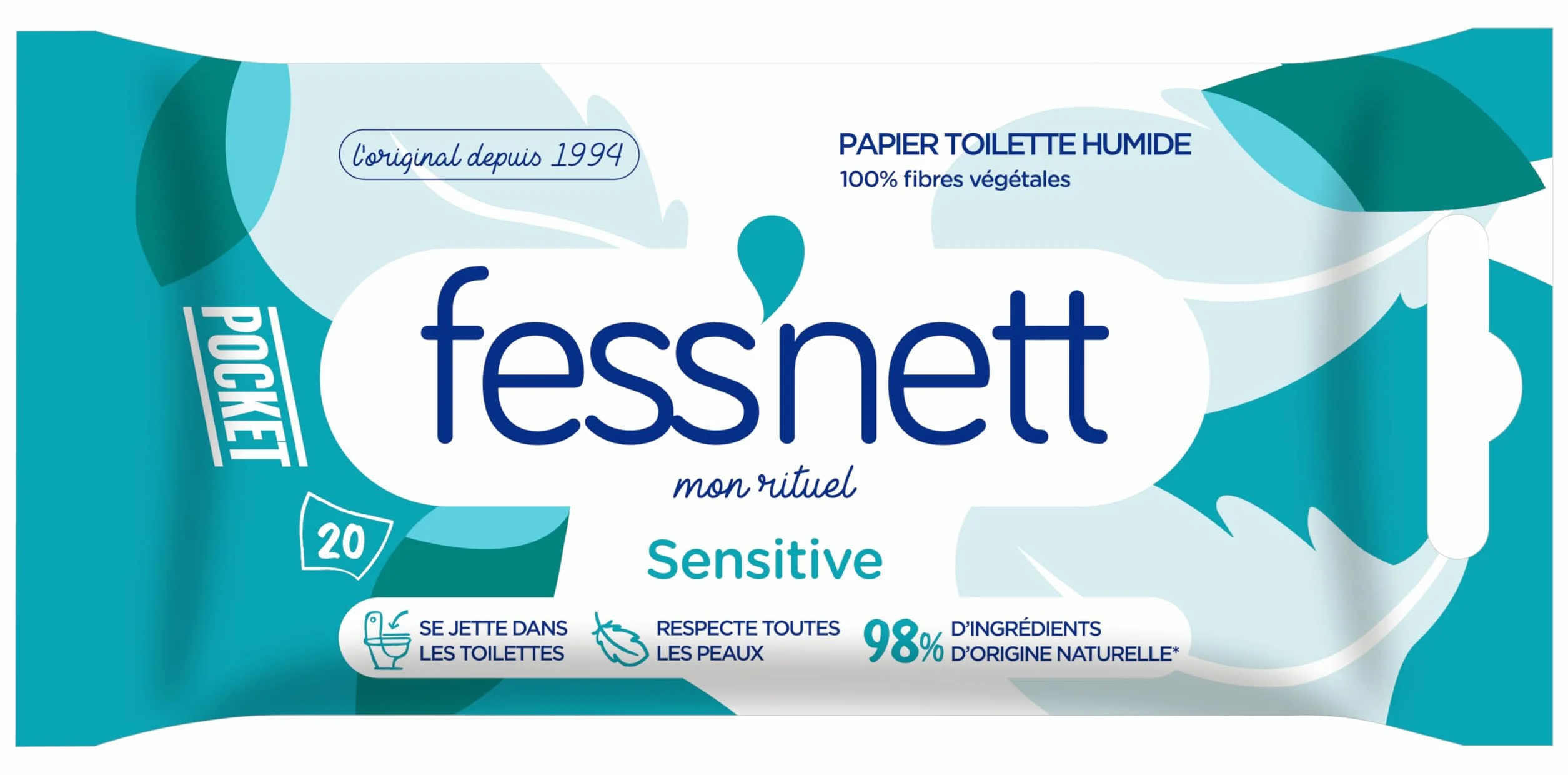 Fess'Nett Papier toaletowy wilgotny Sensitive, 20 chusteczek