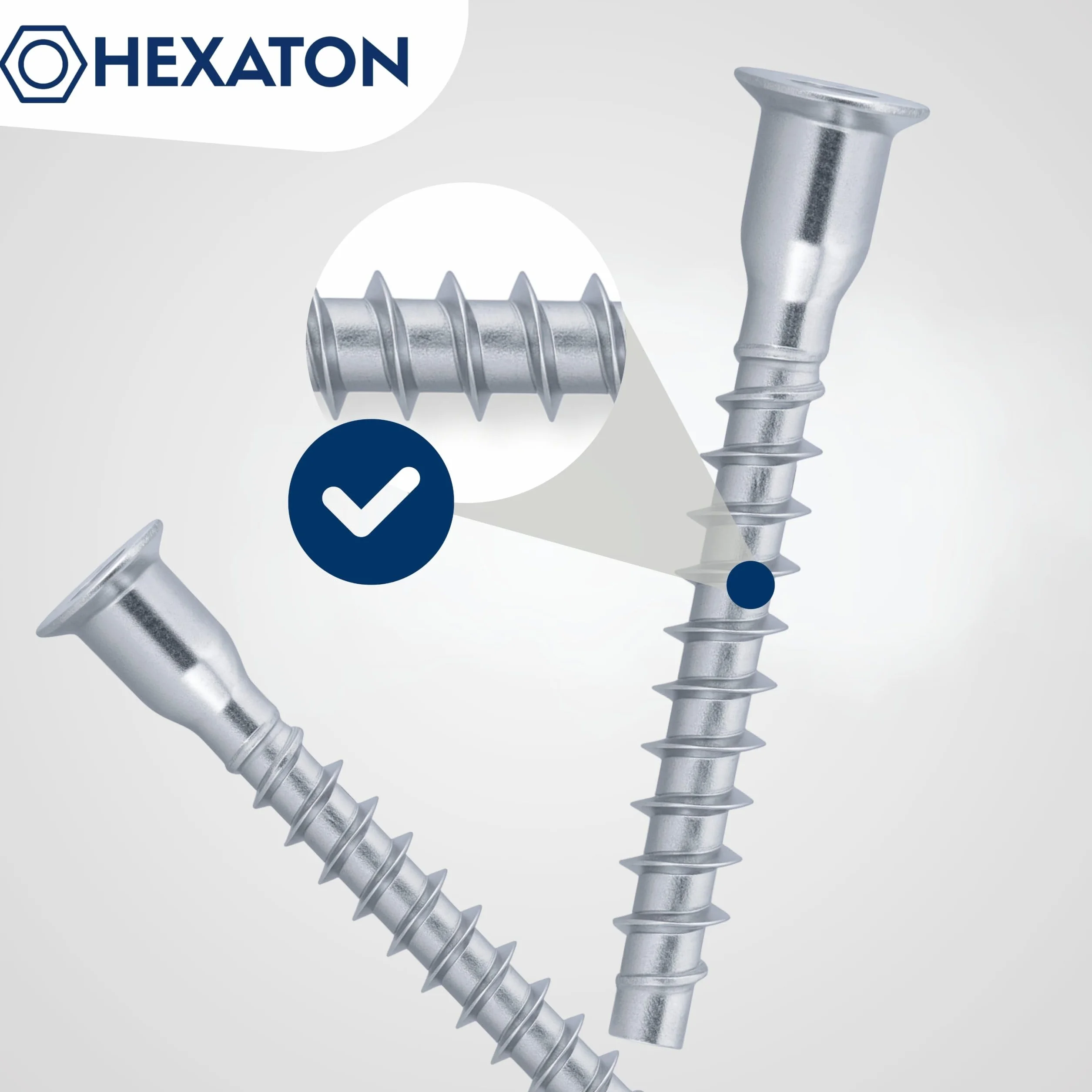 HEXATON Konfirmaty z Łbem Stożkowym Wgłębieniem Imbusowym 6,4 x 50 mm - 100 Sztuk - Ocynk Biały - Gwint na Całości