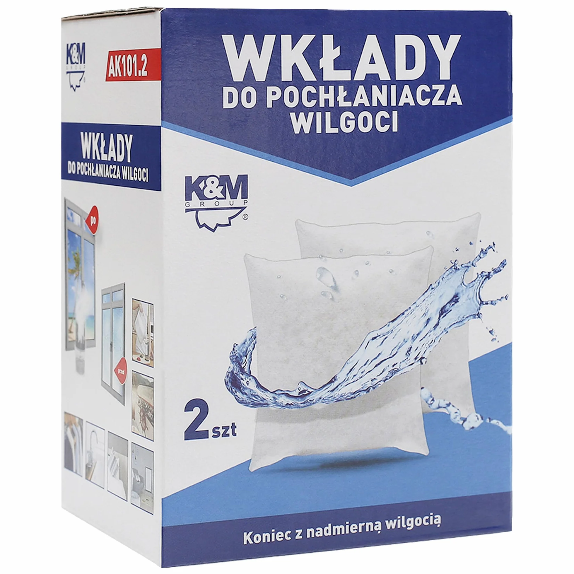 Purepower 2x Worki wymienne do osuszacza - Granulat osuszający 280 g K&M, Zestaw uzupełniający do osuszacza, zapobiega wilgoci, pleśni i nieprzyjemnym zapachom