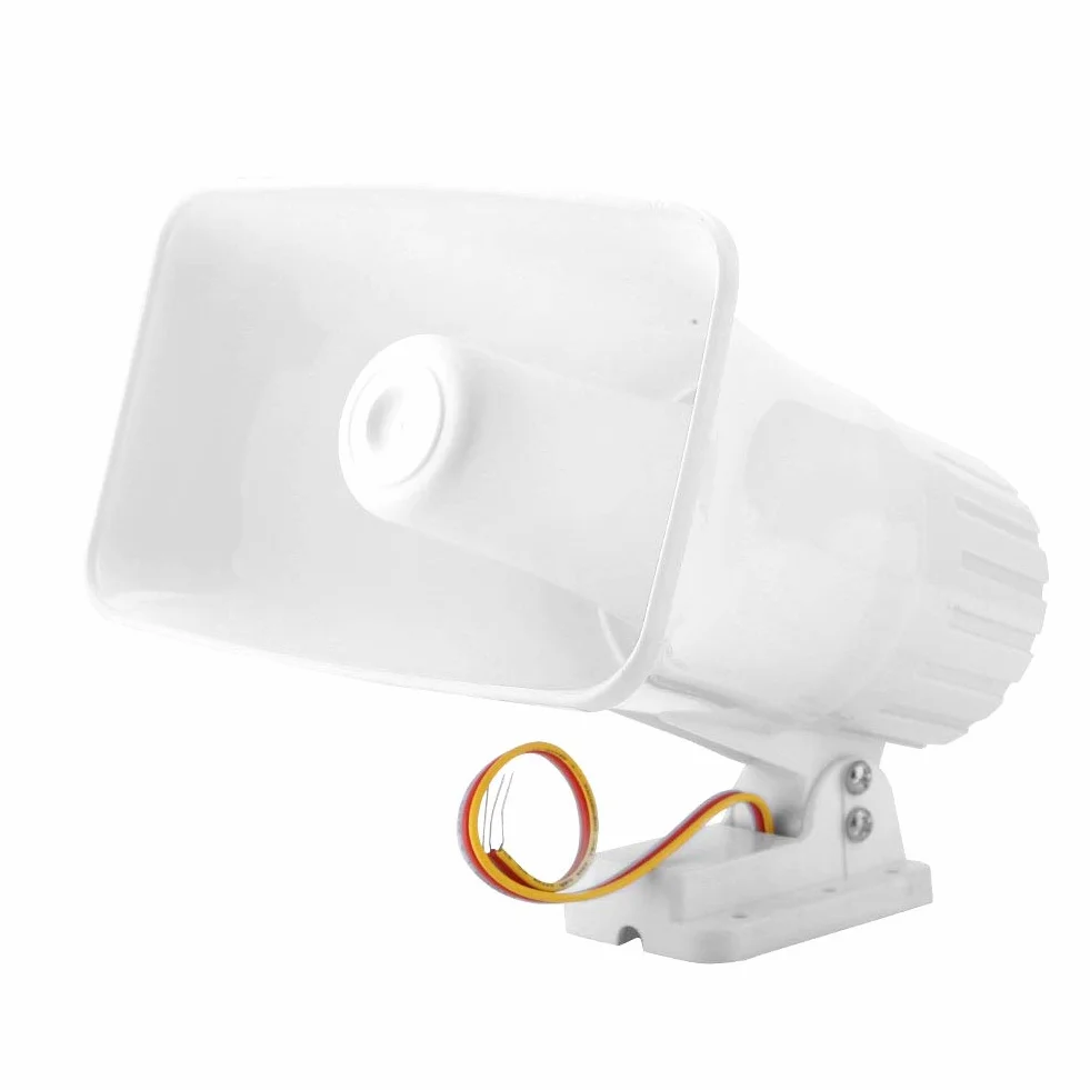 150dB DC 12V Dwutonowa Przewodowa Syrena Syrena Przeciwwłamaniowa Ostrzeżenie Althorn dla Bezpieczeństwa w Domu - 20x12,5x23cm, Może Pracować z Różnymi Połączeniami Alarmowymi