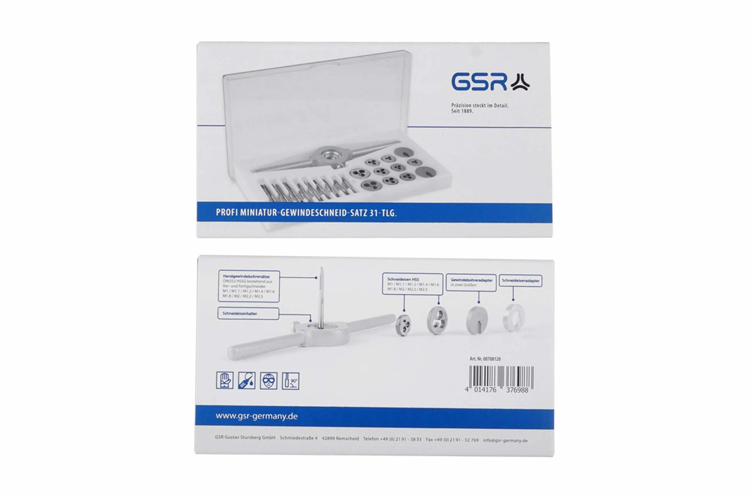 GSR Profesjonalny miniaturowy zestaw gwintowników 31-częściowy M1 – M2,5 | HSS-G zestaw gwintowników do gwintów drobnych | gwintowniki ręczne i narzynki do gwintów wewnętrznych i zewnętrznych | w