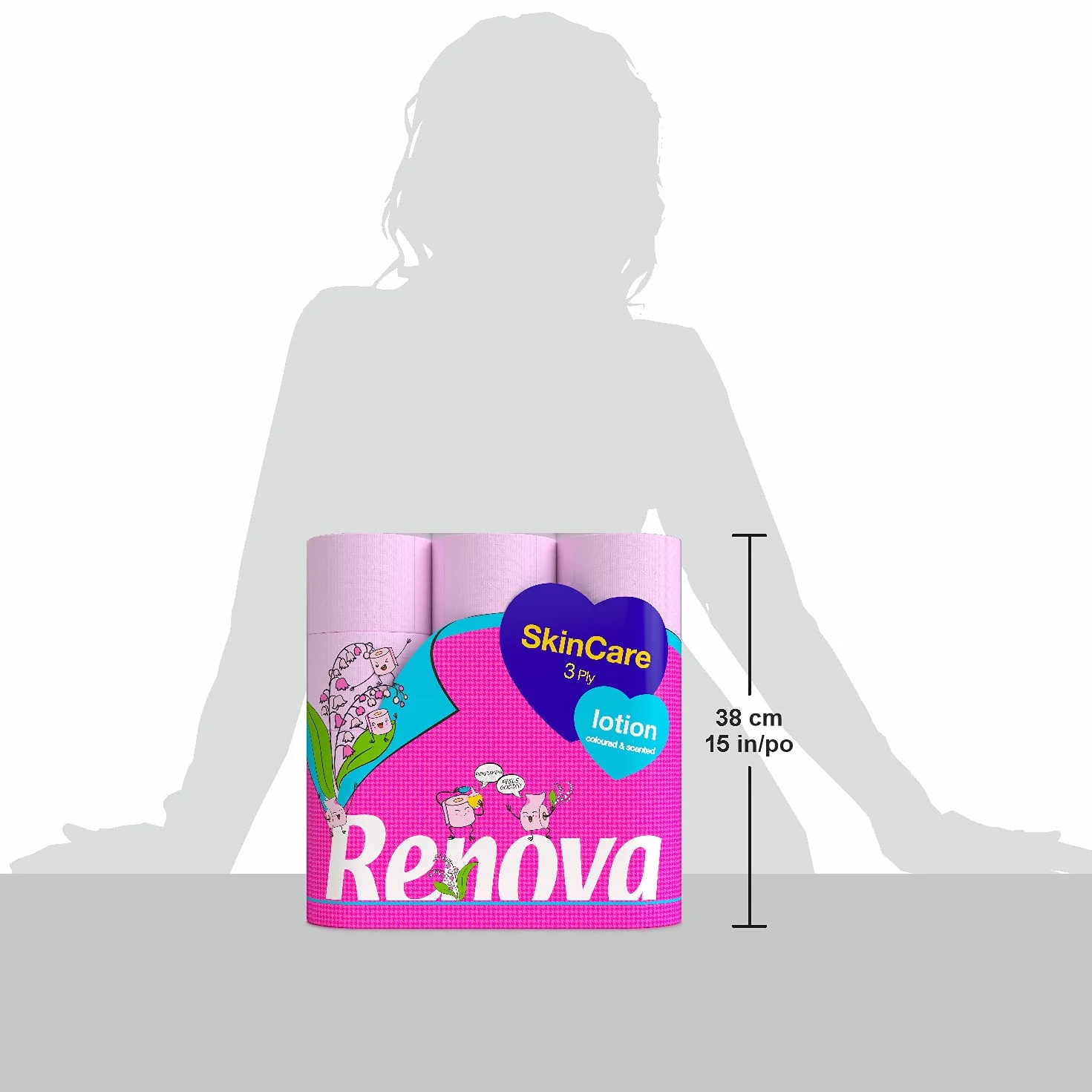 Renova Jumbo Rolls 200088242 Papier Toaletowy, Różowy, 12 Sztuk