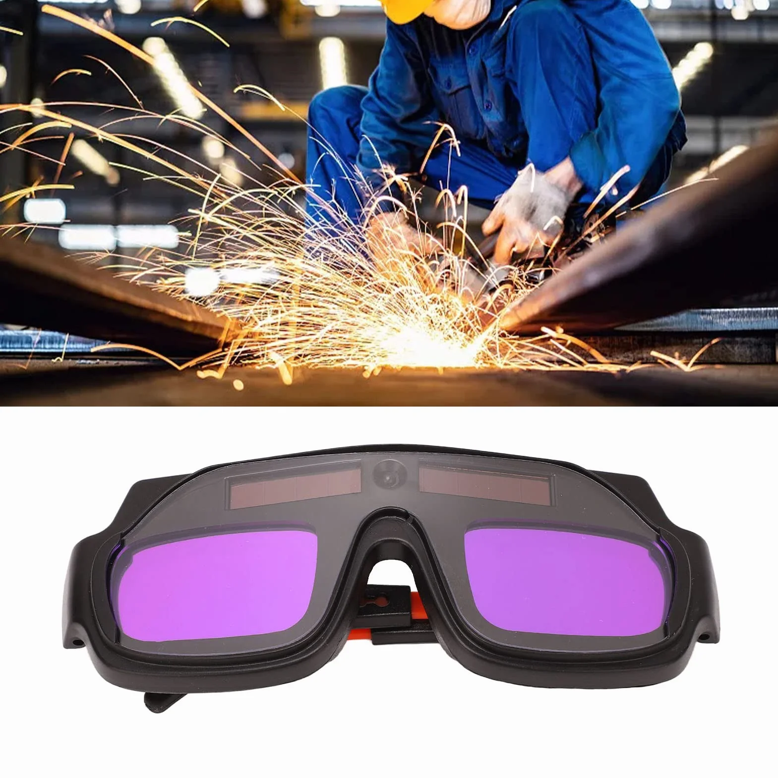 Automatyczne przyciemnianie gogle spawalnicze Solar Eye Safety, ochronne okulary PC z wysokoczułym detektorem, helm spawalniczy do lutowania i spawania