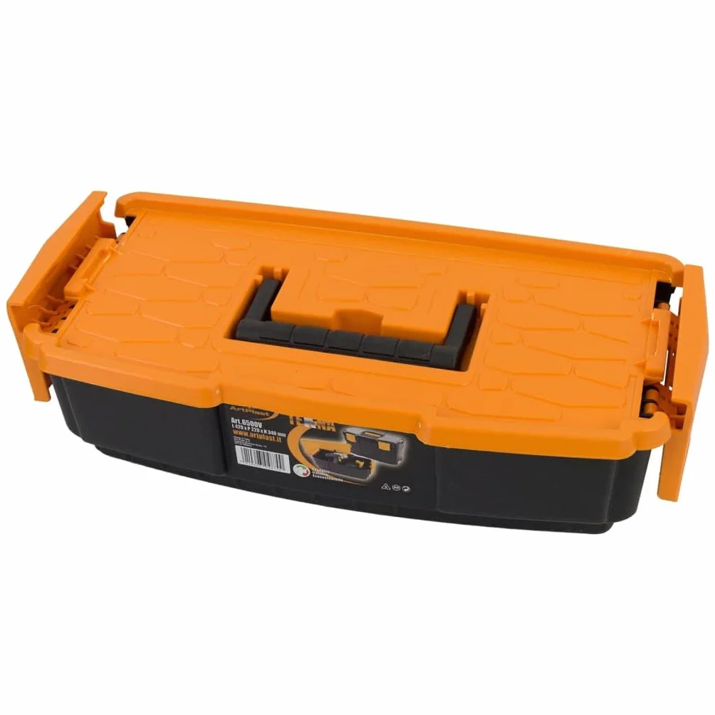 Walizka narzędziowa 420 x 220 x 340 mm PP wytrzymała z przezroczystą pokrywą, zamykana, organizer z przegródkami na małe części, idealny do warsztatu, garażu, na plac budowy, dla