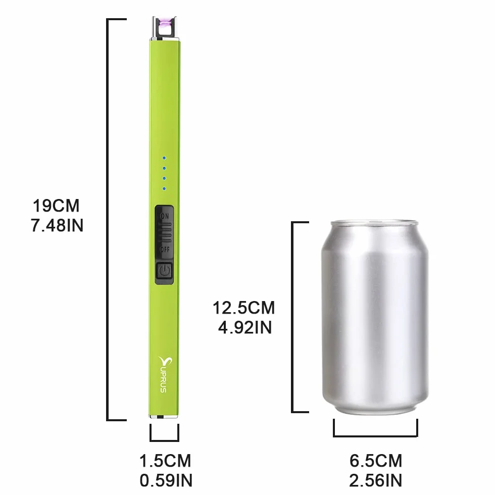Suprus Zapalniczka świecąca w ciemności, elektryczna zapalniczka do świec, zapalniczka łukowa USB z blokadą zabezpieczającą, wiatroodporna, bezpłomieniowa (żółta)