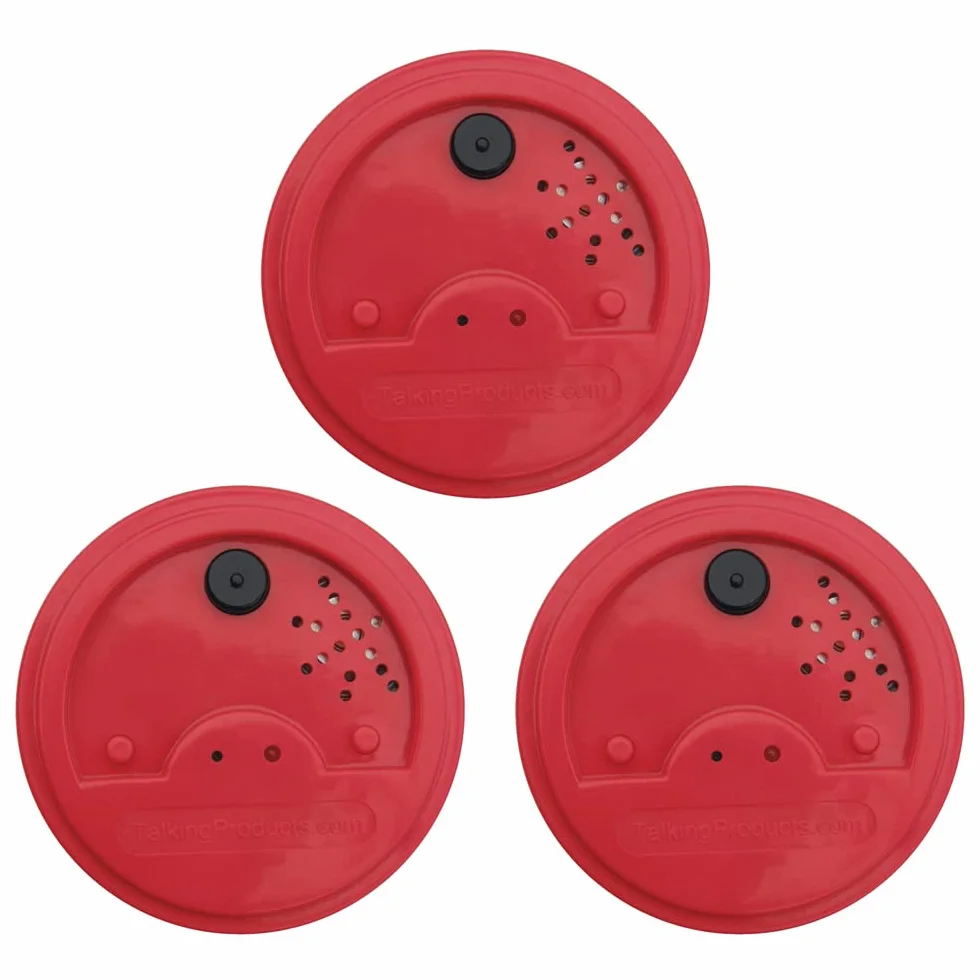 Talking Products, Talking Tins Voice Recorders, Nagrywaj i odtwarzaj własne spersonalizowane przypomnienia o wiadomościach głosowych. Opakowanie 3 szt. Czerwony. Idealny do samodzielnego życia oraz mówienia i słuchania